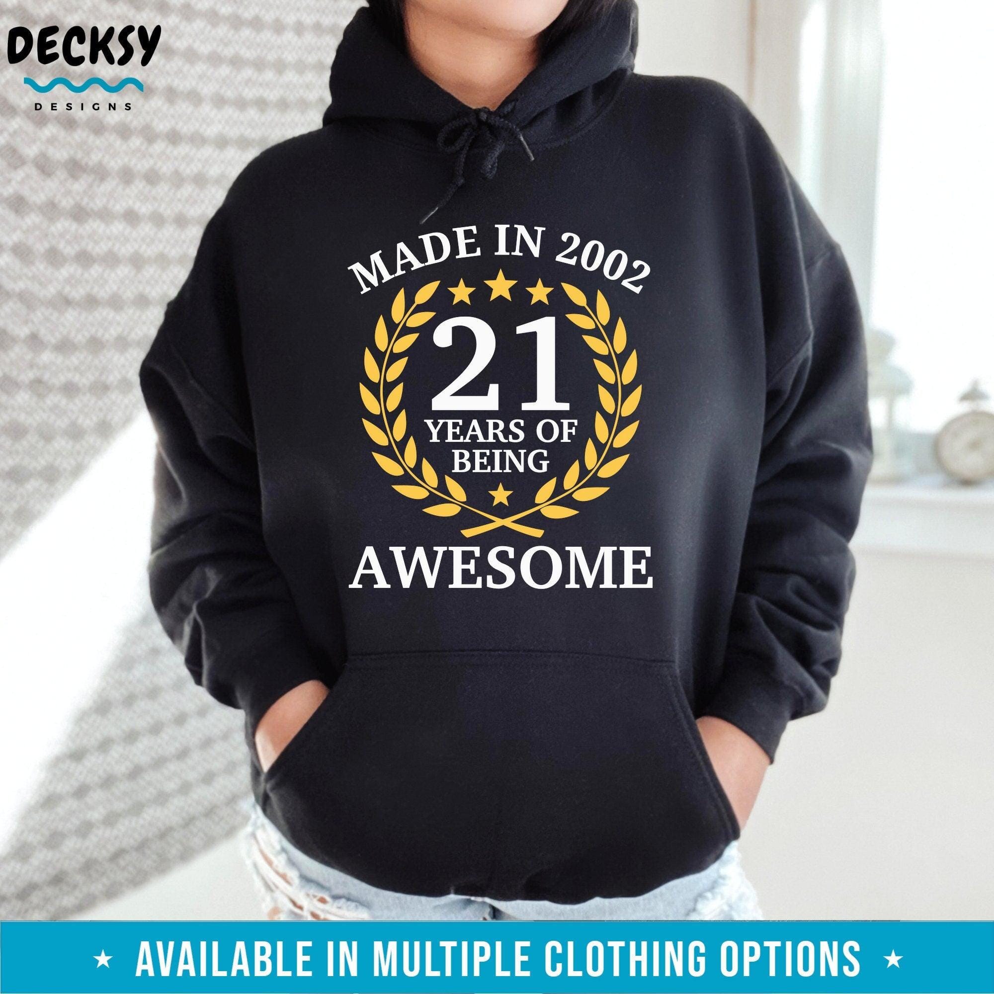 21st Birthday Tshirt, Born In 2002 Shirt, Happy Birthday Gift-Clothing:Gender-Neutral Adult Clothing:Tops & Tees:T-shirts:Graphic Tees-DecksyDesigns