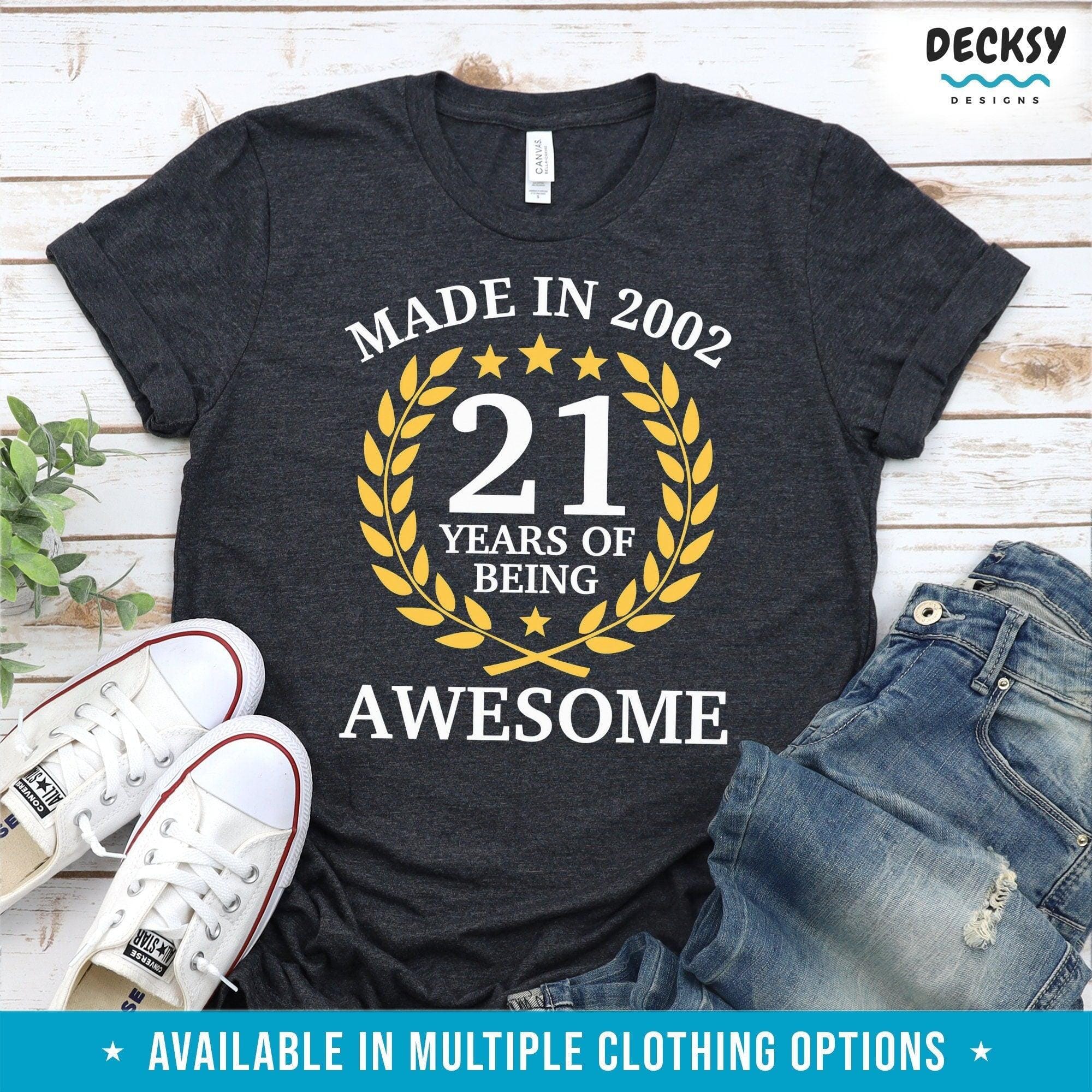21st Birthday Tshirt, Born In 2002 Shirt, Happy Birthday Gift-Clothing:Gender-Neutral Adult Clothing:Tops & Tees:T-shirts:Graphic Tees-DecksyDesigns