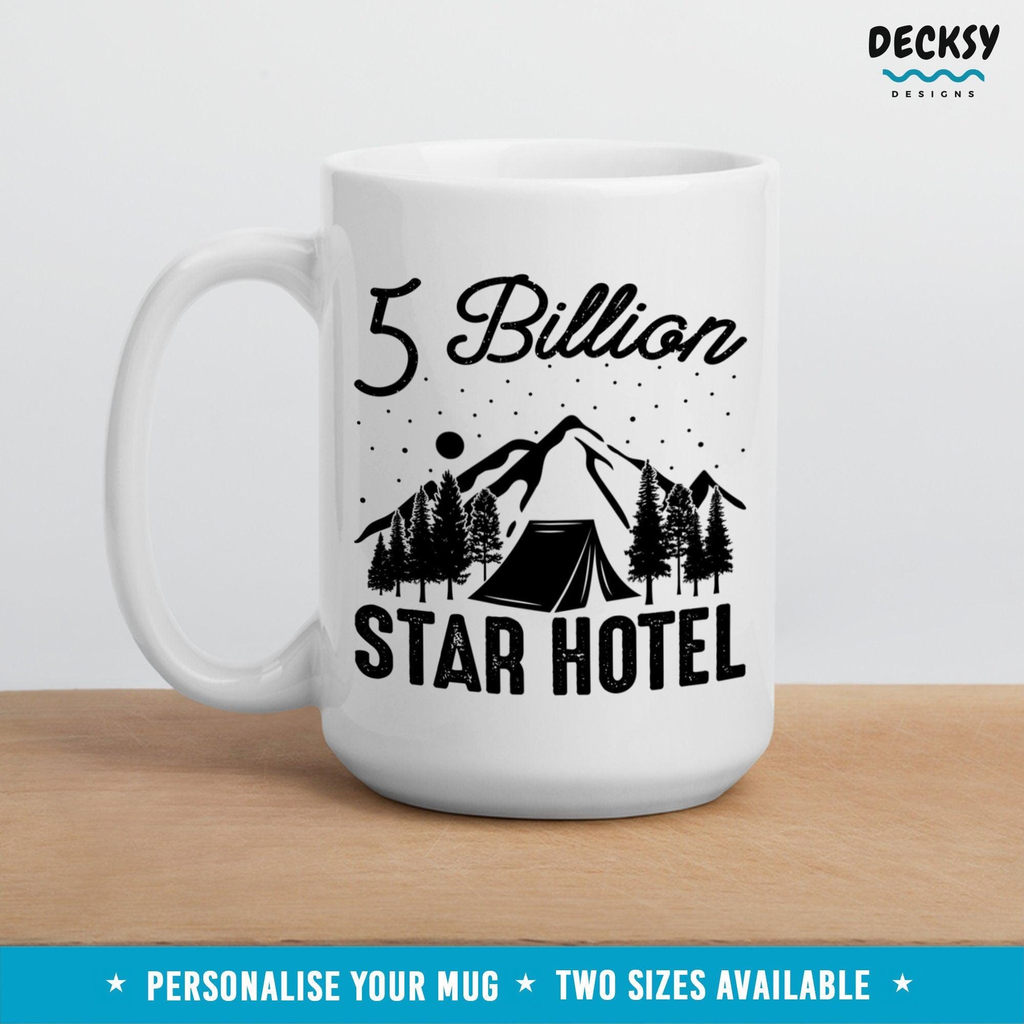 5 Billion Star Hotel Mug, Personalised Camping Gift-Home & Living:Kitchen & Dining:Drink & Barware:Drinkware:Mugs-DecksyDesigns-11 Oz-NO PERSONALISATION-DecksyDesigns