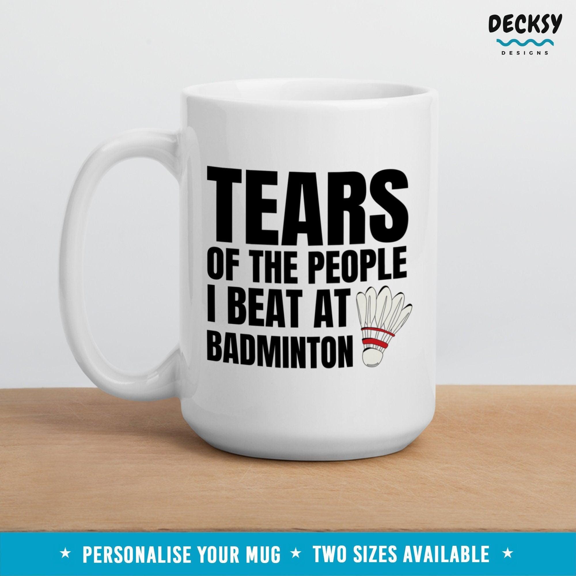 Badminton Player Mug, Custom Badminton Gift-Home & Living:Kitchen & Dining:Drink & Barware:Drinkware:Mugs-DecksyDesigns-White Mug 11 oz-NO PERSONALISATION-DecksyDesigns