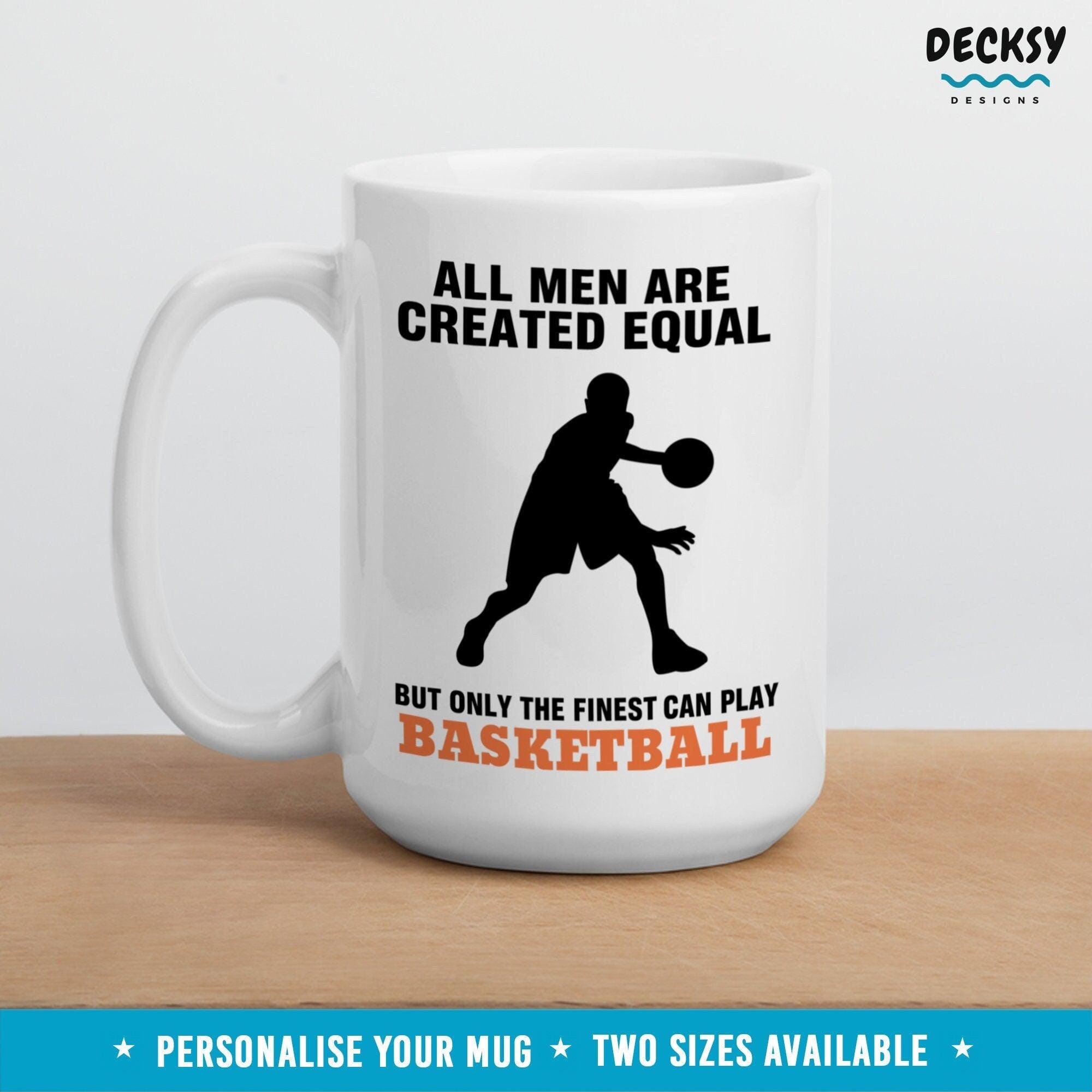 Basketball Mug For Men, Custom Basketball Team Gift-Home & Living:Kitchen & Dining:Drink & Barware:Drinkware:Mugs-DecksyDesigns-White Mug 11 oz-NO PERSONALISATION-DecksyDesigns