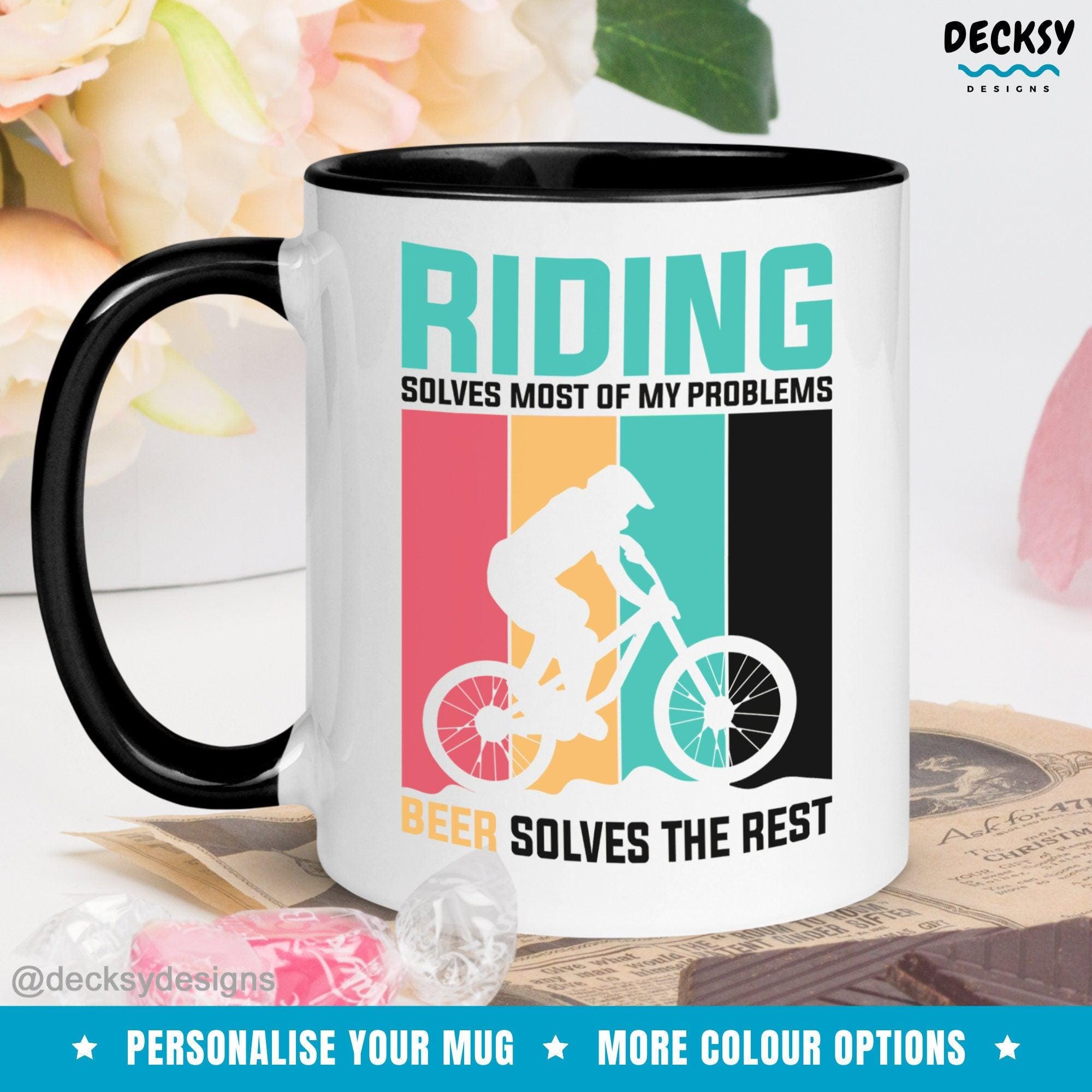 Bicycle Coffee Mug, Funny Riding Gifts-Home & Living:Kitchen & Dining:Drink & Barware:Drinkware:Mugs-DecksyDesigns-White Mug 11 oz-NO PERSONALISATION-DecksyDesigns