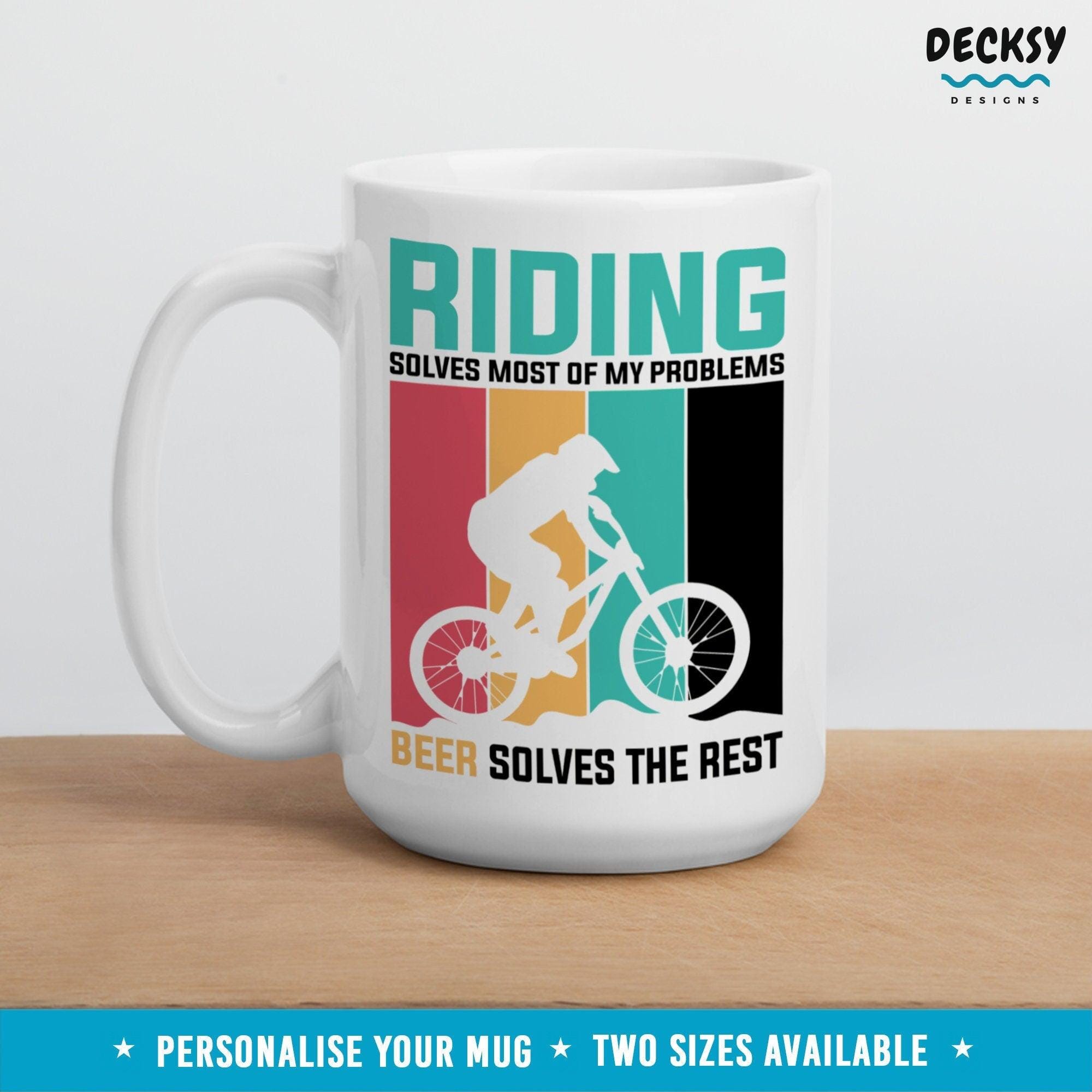 Bicycle Coffee Mug, Funny Riding Gifts-Home & Living:Kitchen & Dining:Drink & Barware:Drinkware:Mugs-DecksyDesigns-White Mug 11 oz-NO PERSONALISATION-DecksyDesigns