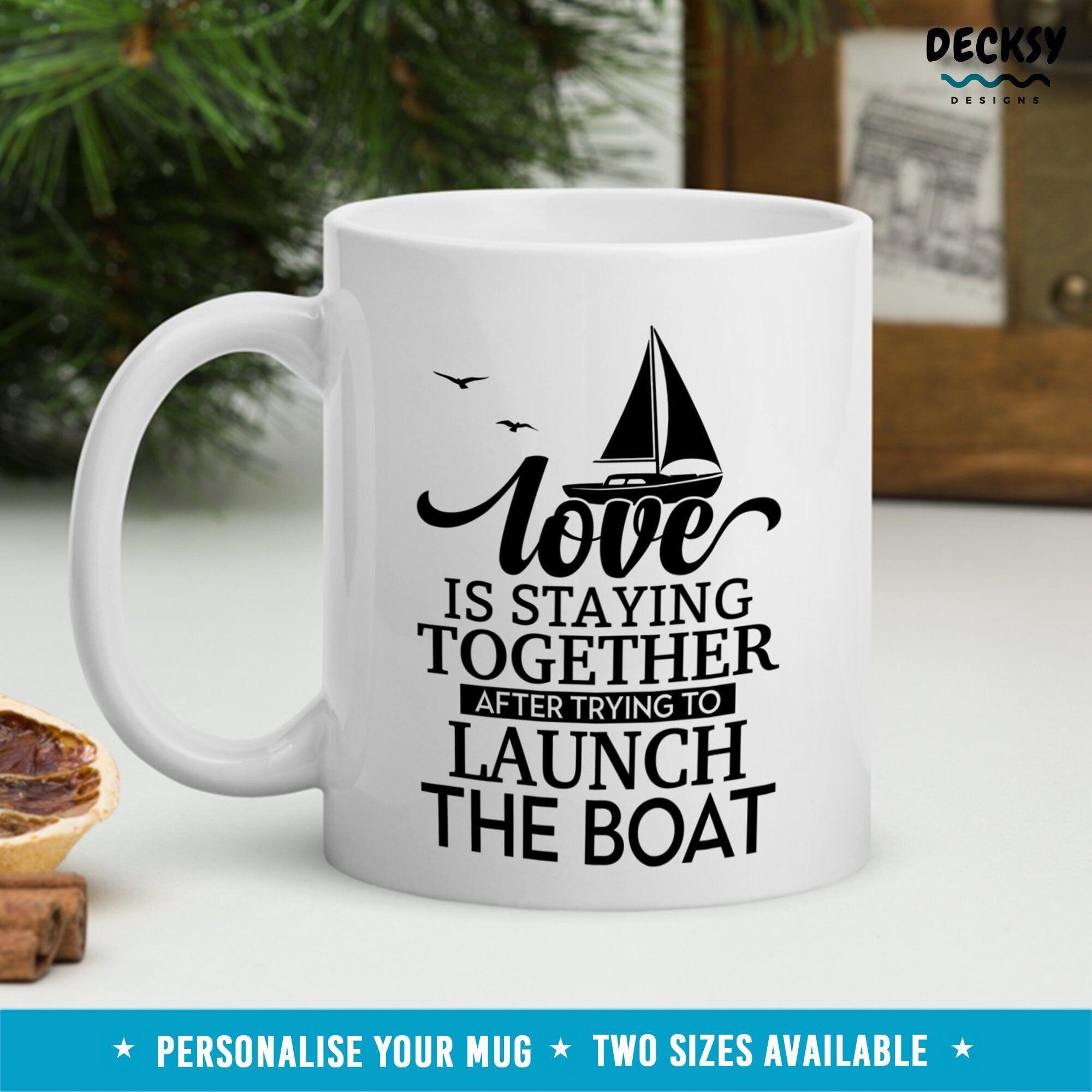 Boat Lovers Mug, Custom Sailing Gift-Home & Living:Kitchen & Dining:Drink & Barware:Drinkware:Mugs-DecksyDesigns-11 Oz-NO PERSONALISATION-DecksyDesigns