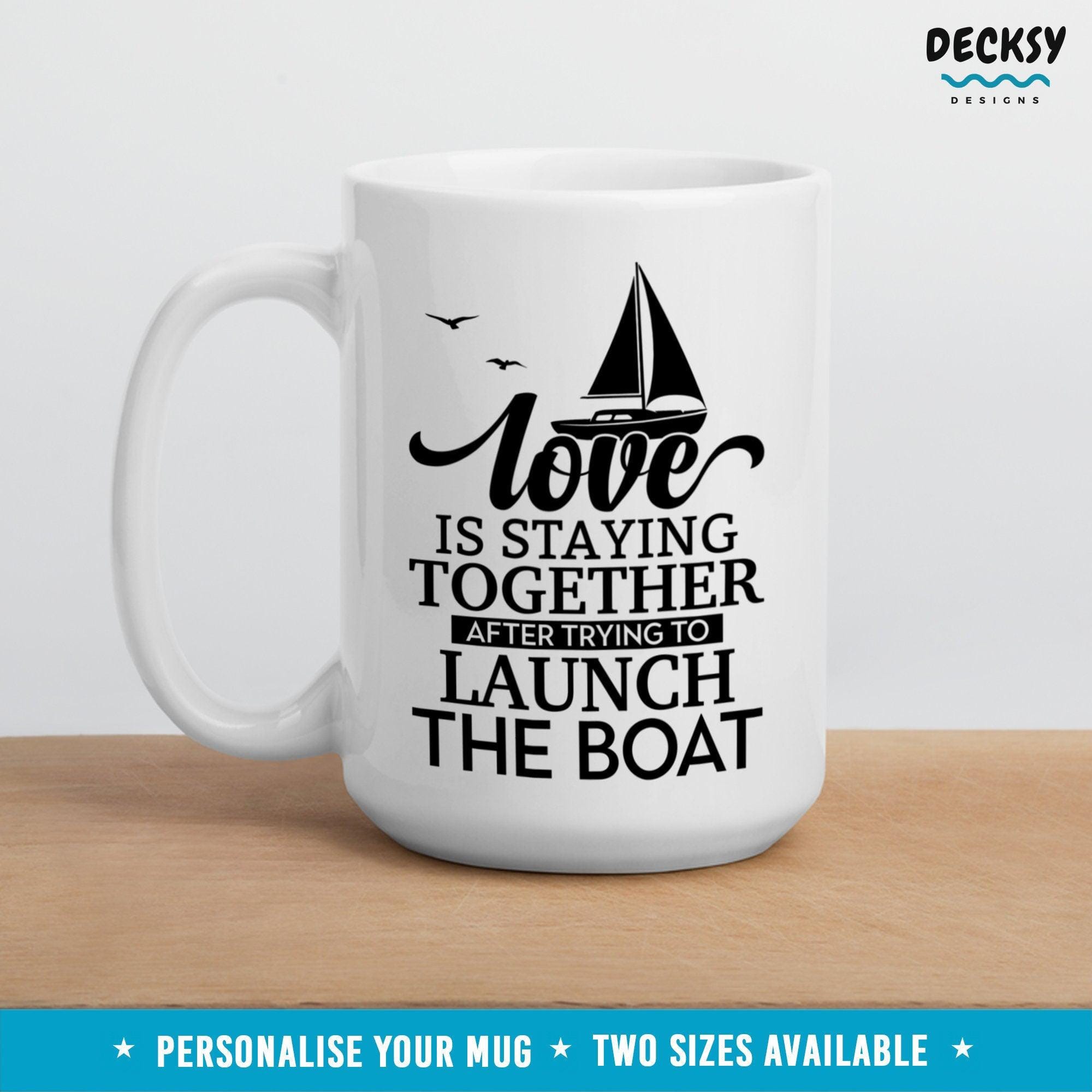 Boat Lovers Mug, Custom Sailing Gift-Home & Living:Kitchen & Dining:Drink & Barware:Drinkware:Mugs-DecksyDesigns-11 Oz-NO PERSONALISATION-DecksyDesigns
