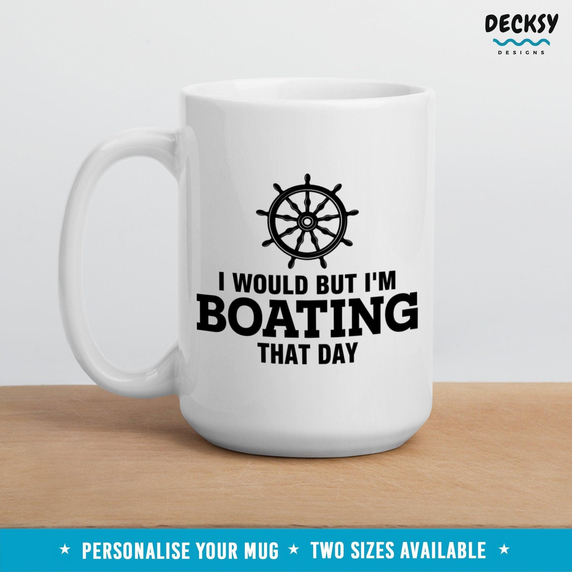 Boating Mug, Personalised Gifts For Boaters-Home & Living:Kitchen & Dining:Drink & Barware:Drinkware:Mugs-DecksyDesigns-White Mug 11 oz-NO PERSONALISATION-DecksyDesigns