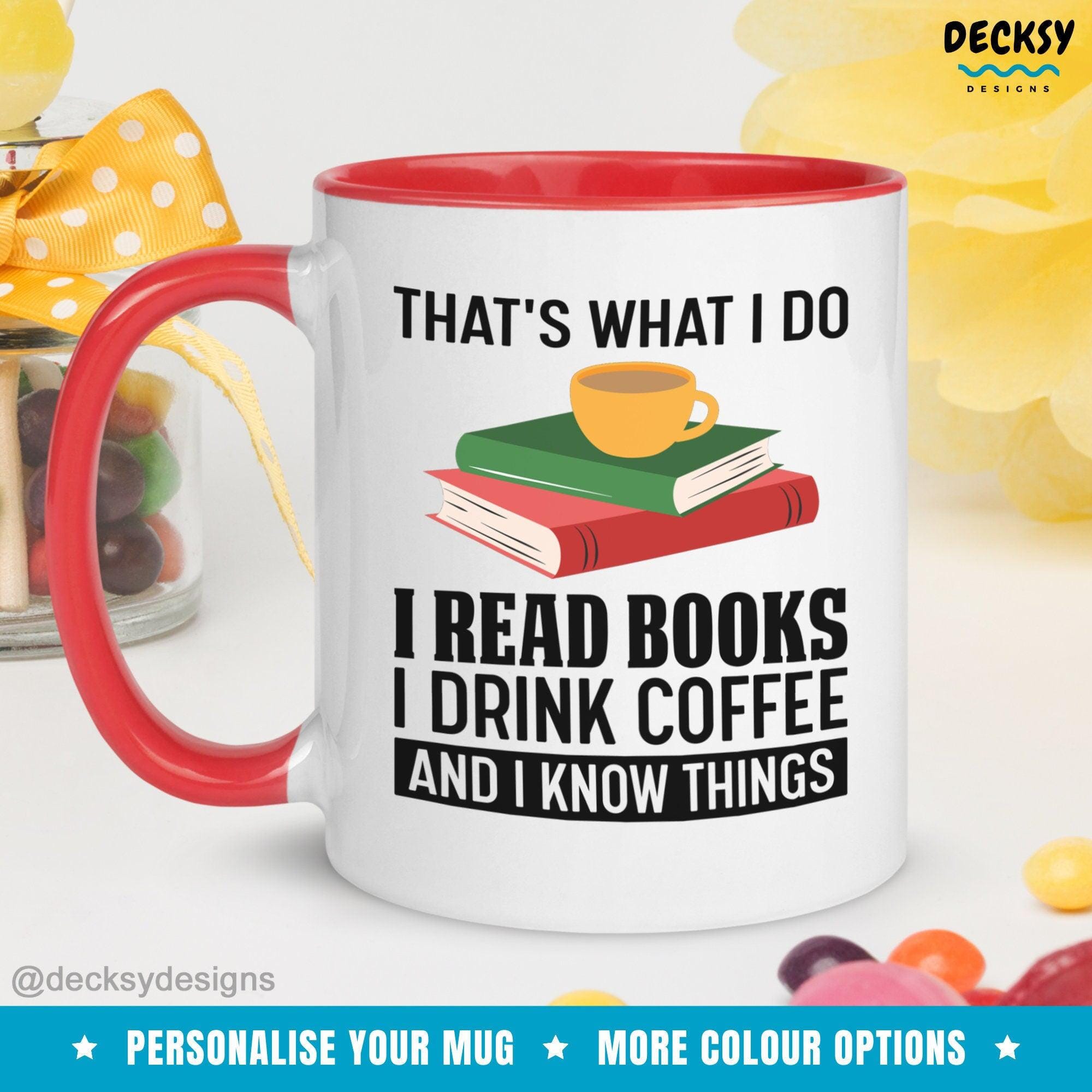 Book Lover Mug, Custom Reading Gift-Home & Living:Kitchen & Dining:Drink & Barware:Drinkware:Mugs-DecksyDesigns-White Mug 11 oz-NO PERSONALISATION-DecksyDesigns