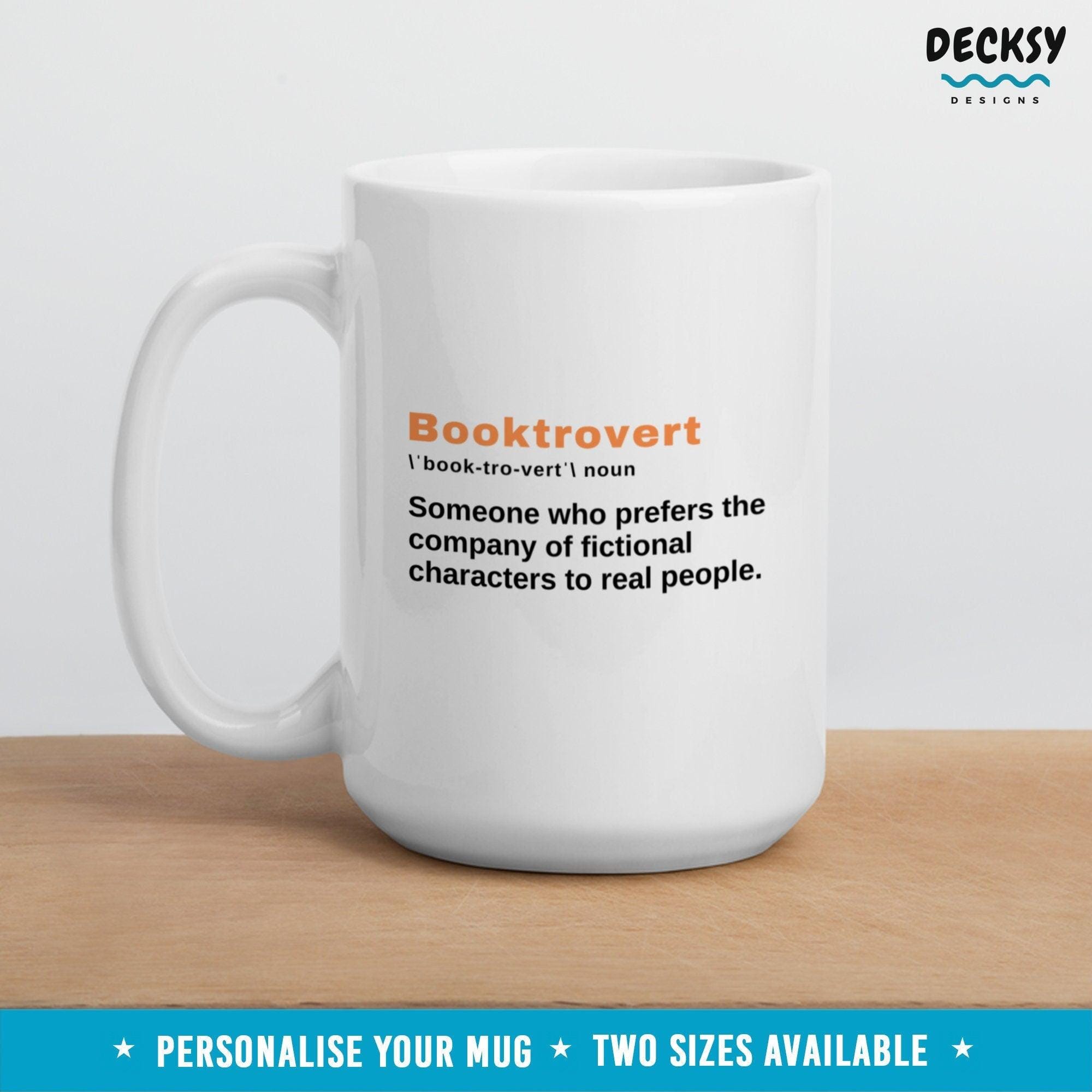 Book Lover Mug, Personalised Reading Gift-Home & Living:Kitchen & Dining:Drink & Barware:Drinkware:Mugs-DecksyDesigns-White Mug 11 oz-NO PERSONALISATION-DecksyDesigns