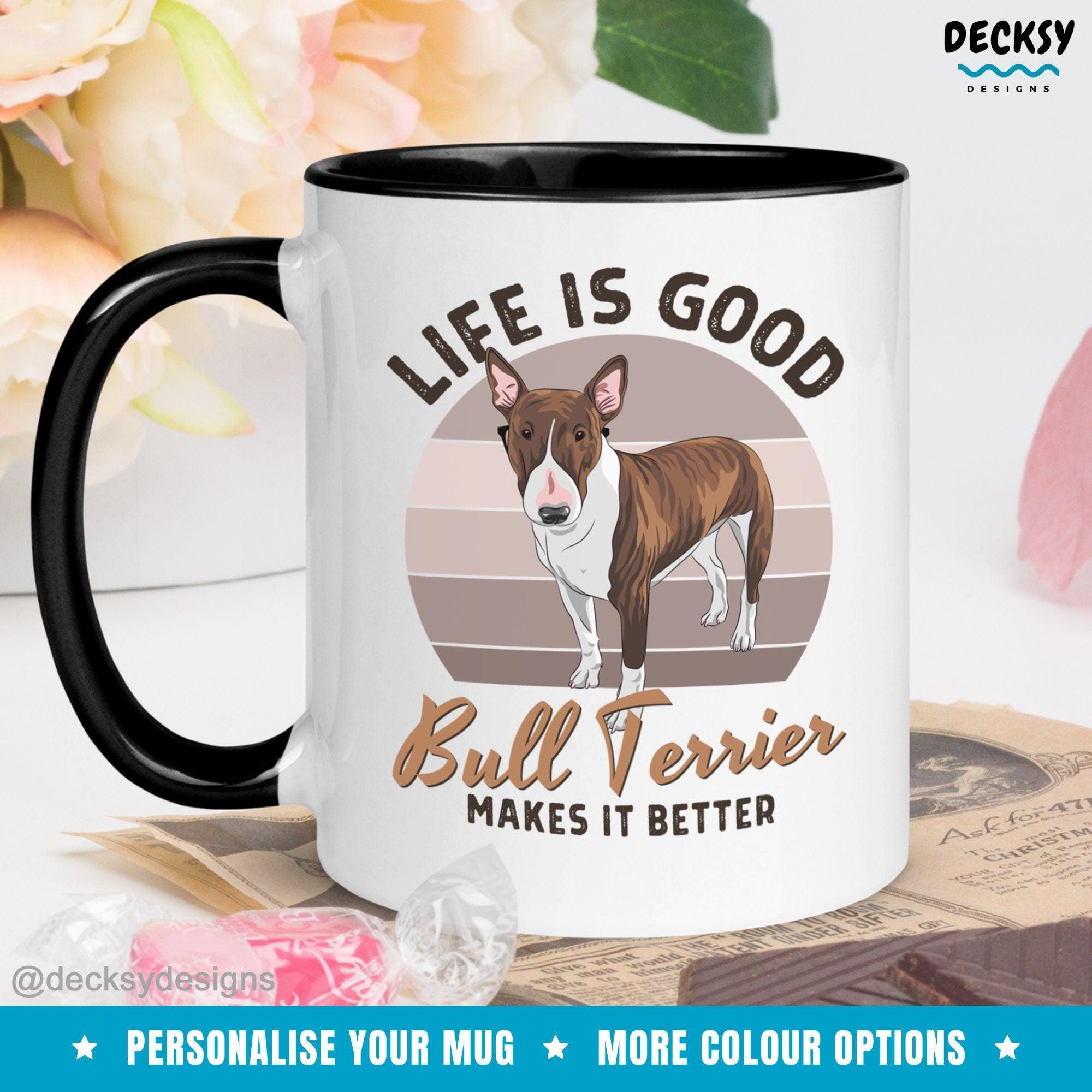 Bull Terrier Mug, Custom Dog Lover Gift-Home & Living:Kitchen & Dining:Drink & Barware:Drinkware:Mugs-DecksyDesigns-White Mug 11 oz-NO PERSONALISATION-DecksyDesigns