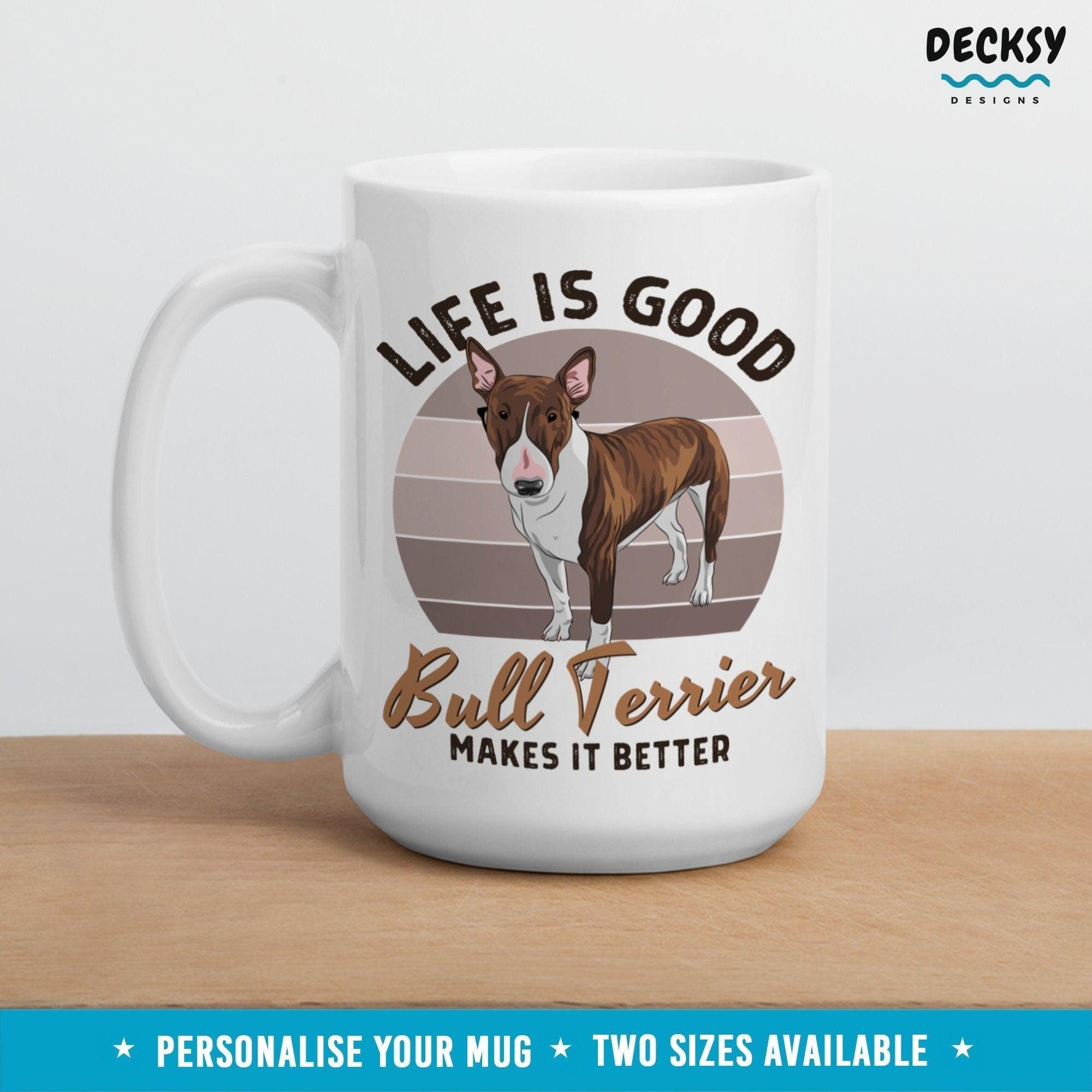 Bull Terrier Mug, Custom Dog Lover Gift-Home & Living:Kitchen & Dining:Drink & Barware:Drinkware:Mugs-DecksyDesigns-White Mug 11 oz-NO PERSONALISATION-DecksyDesigns