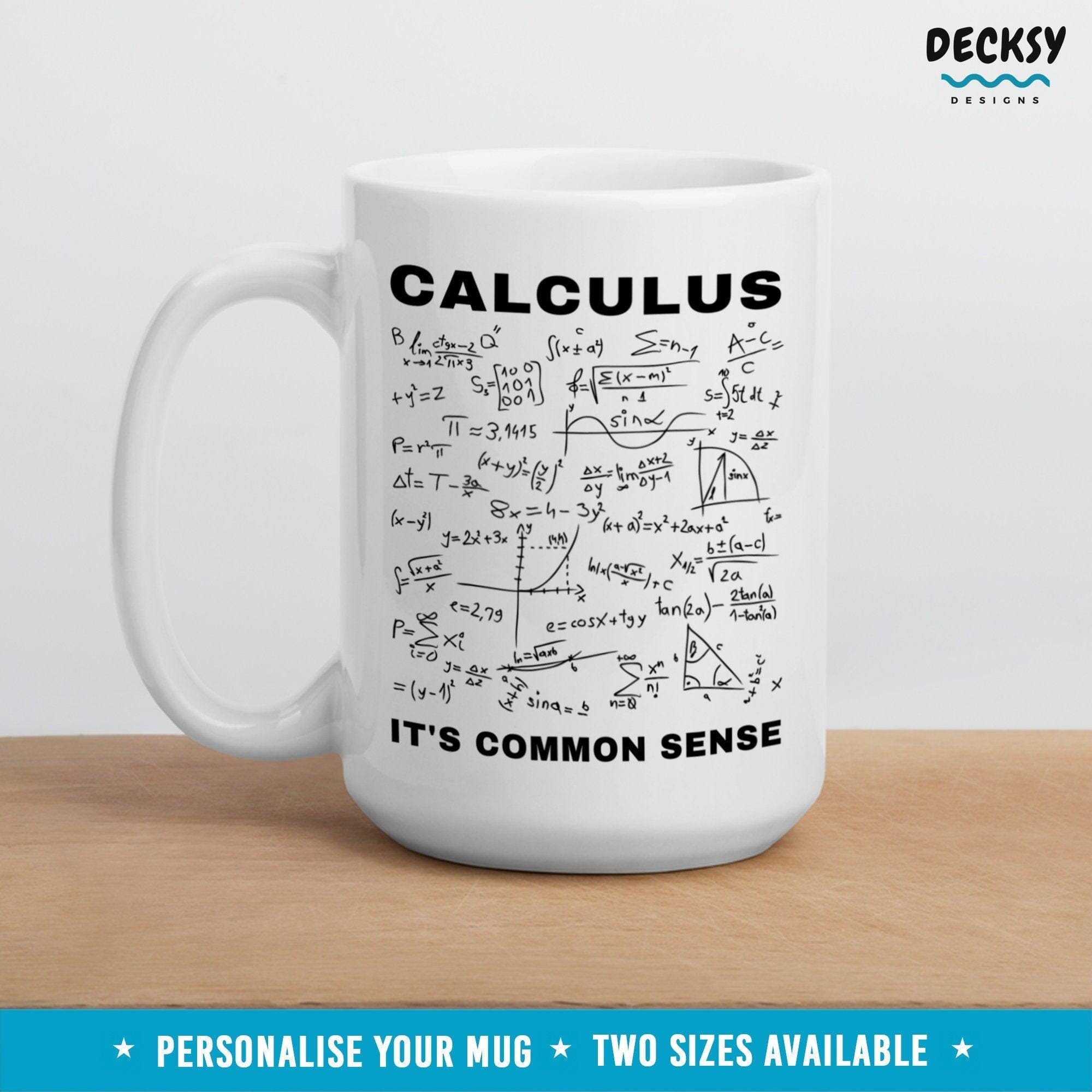 Calculus Mug, Personalised Math Teacher Gift-Home & Living:Kitchen & Dining:Drink & Barware:Drinkware:Mugs-DecksyDesigns-White Mug 11 oz-NO PERSONALISATION-DecksyDesigns
