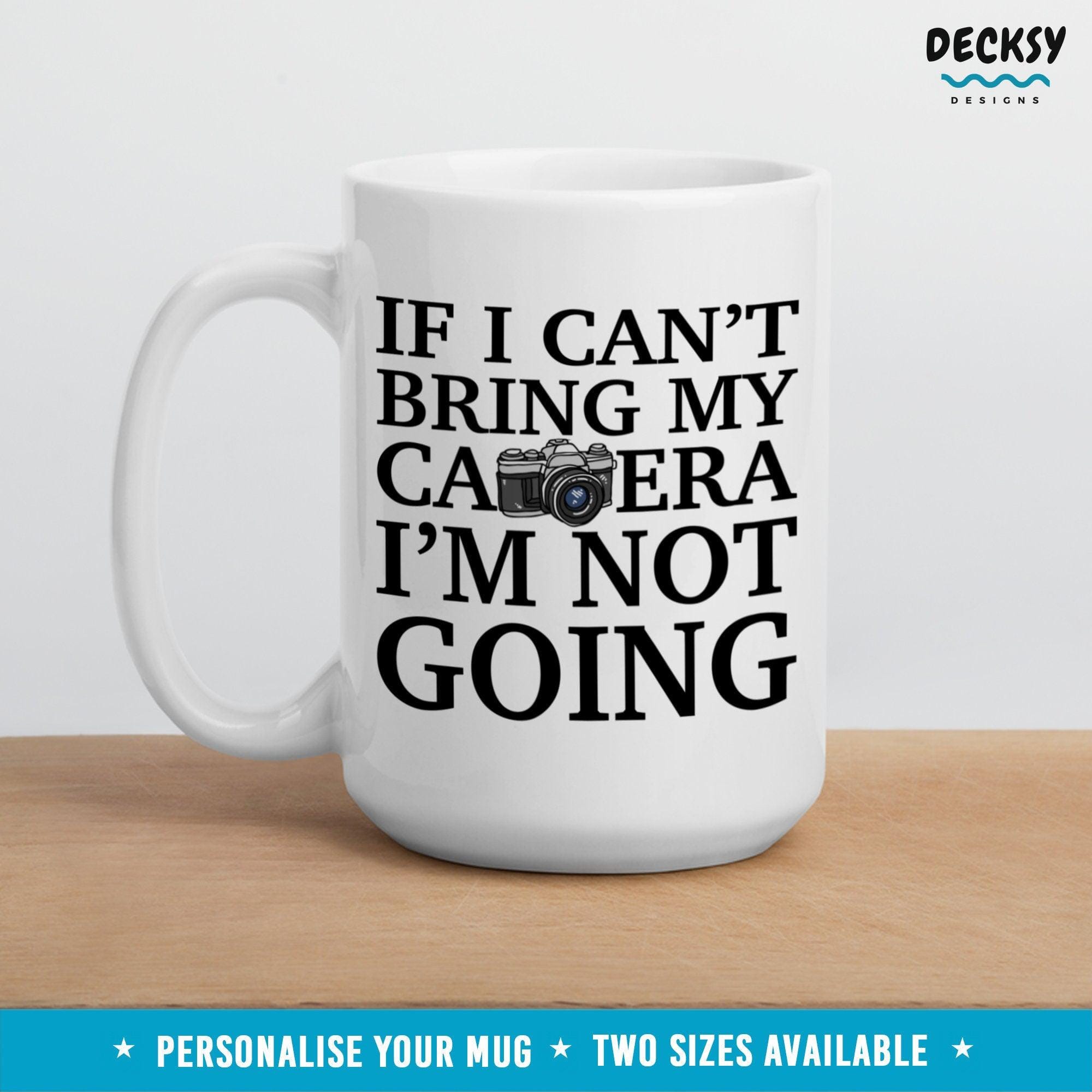 Camera Coffee Mug, Custom Photographer Gift-Home & Living:Kitchen & Dining:Drink & Barware:Drinkware:Mugs-DecksyDesigns-White Mug 11 oz-NO PERSONALISATION-DecksyDesigns