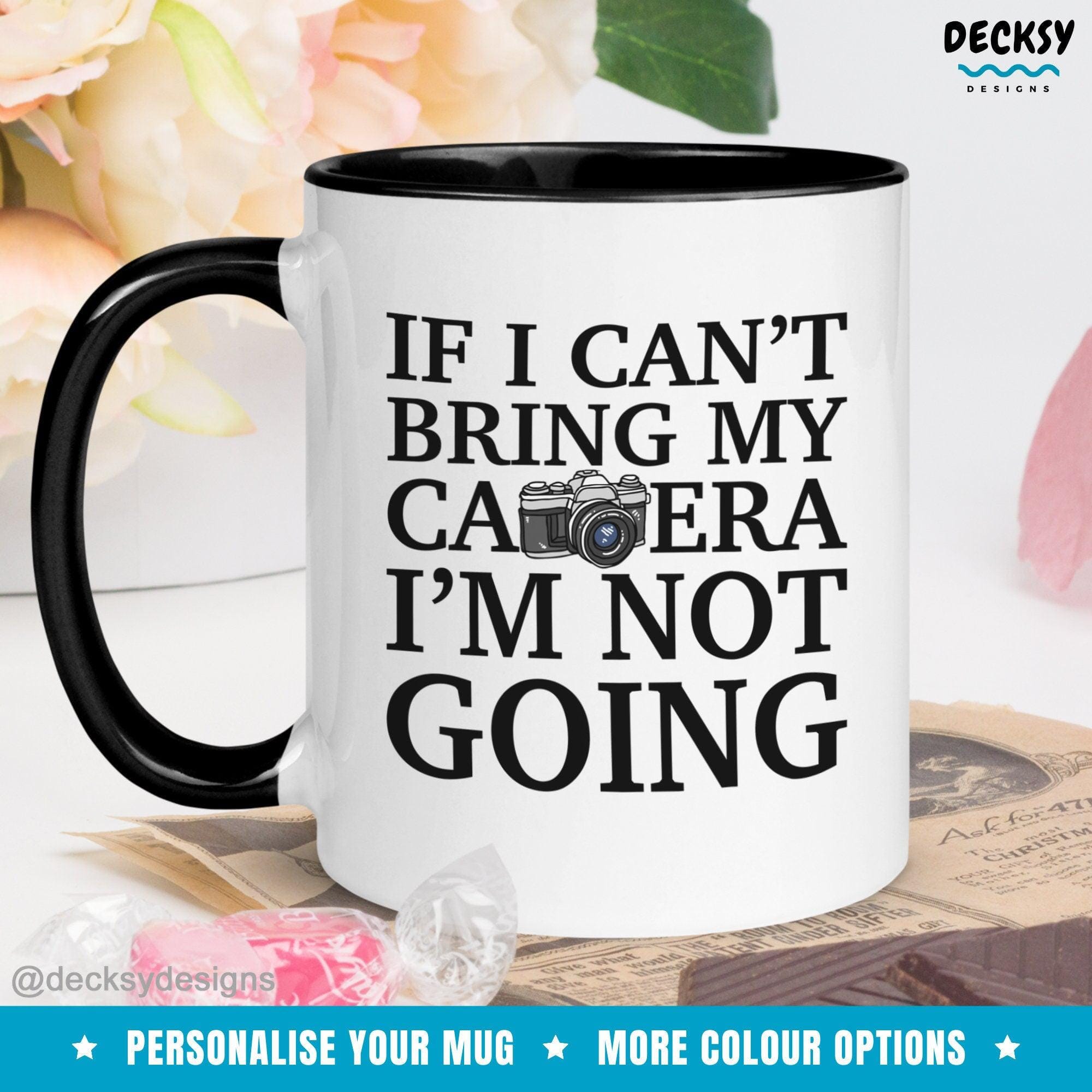 Camera Coffee Mug, Custom Photographer Gift-Home & Living:Kitchen & Dining:Drink & Barware:Drinkware:Mugs-DecksyDesigns-White Mug 11 oz-NO PERSONALISATION-DecksyDesigns