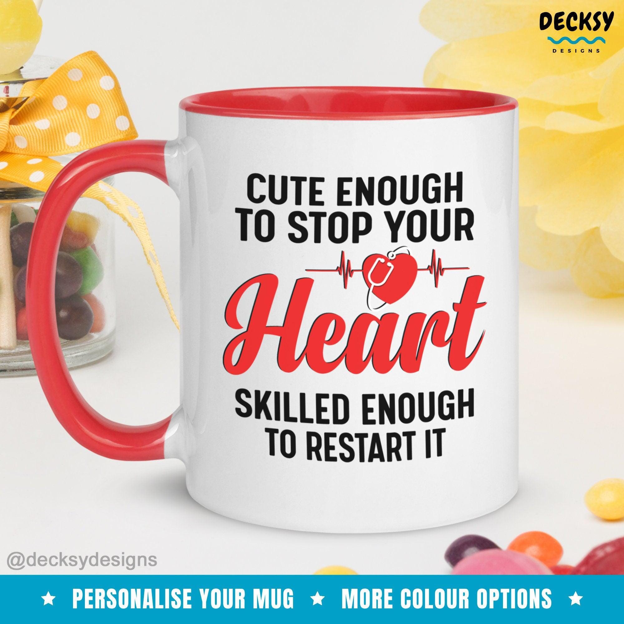 Cardiologist Mug, Gift for Heart Doctor-Home & Living:Kitchen & Dining:Drink & Barware:Drinkware:Mugs-DecksyDesigns-Pink Accent Mug 11 oz-Font #4-DecksyDesigns