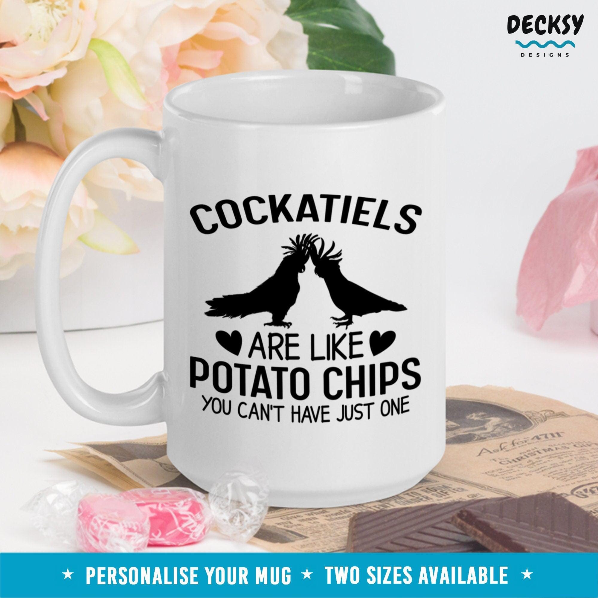 Cockatiel Coffee Mug, Personalised Bird Lover Gift-Home & Living:Kitchen & Dining:Drink & Barware:Drinkware:Mugs-DecksyDesigns-11 Oz-NO PERSONALISATION-DecksyDesigns