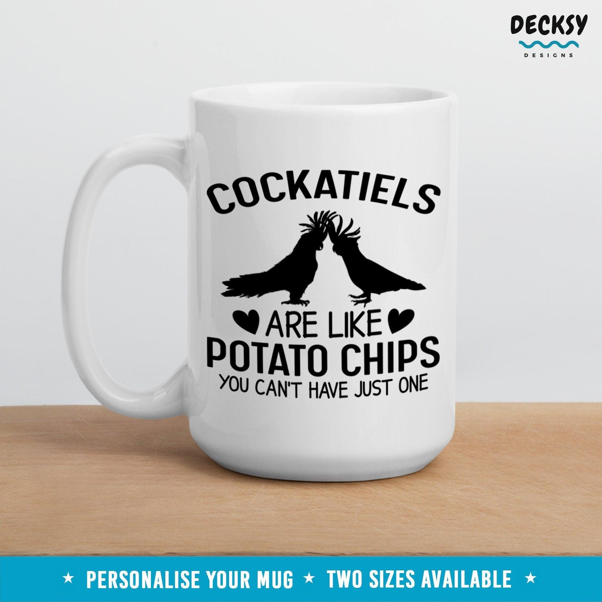 Cockatiel Coffee Mug, Personalised Bird Lover Gift-Home & Living:Kitchen & Dining:Drink & Barware:Drinkware:Mugs-DecksyDesigns-11 Oz-NO PERSONALISATION-DecksyDesigns