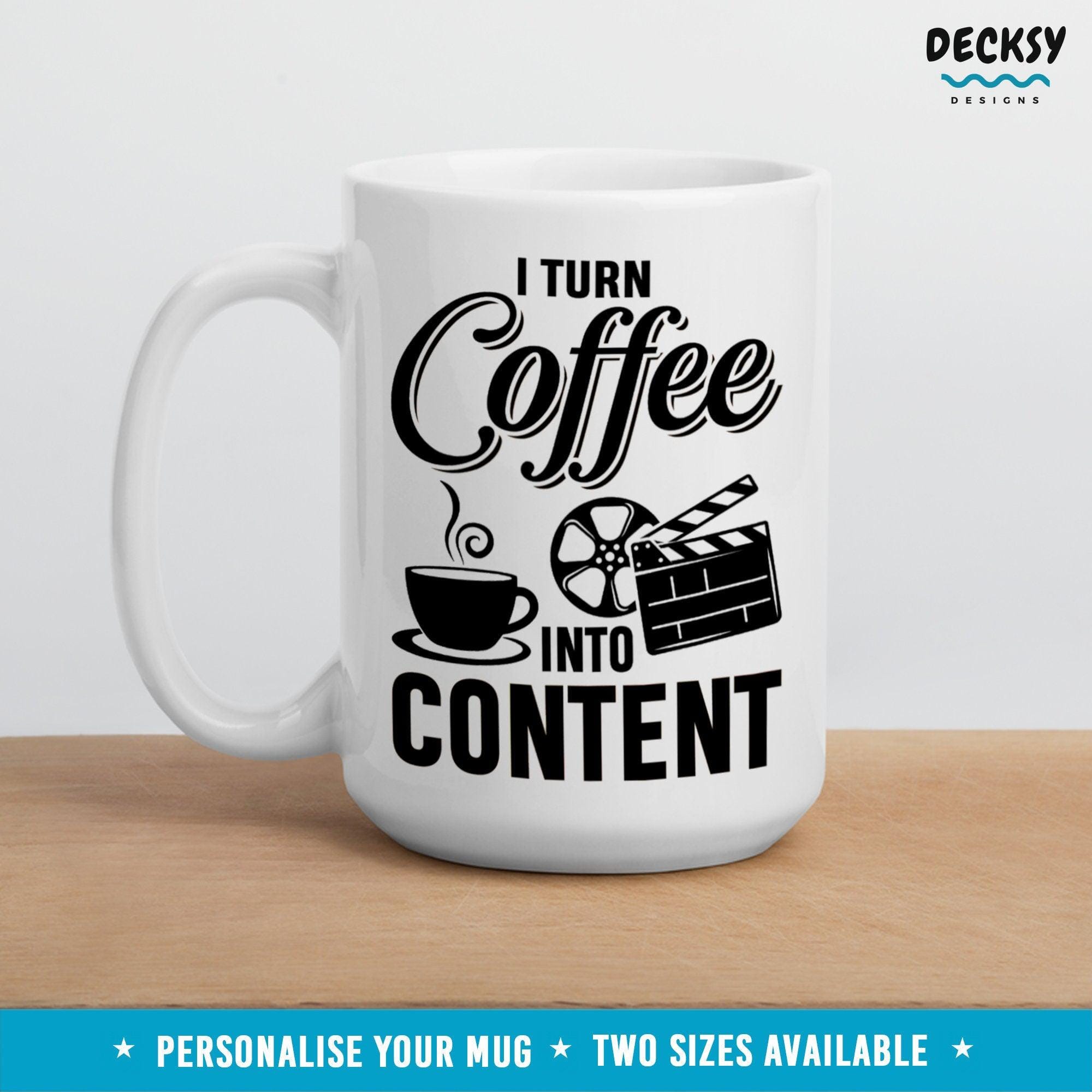 Content Creator Mug, Custom Blogger Gift-Home & Living:Kitchen & Dining:Drink & Barware:Drinkware:Mugs-DecksyDesigns-White Mug 11 oz-NO PERSONALISATION-DecksyDesigns