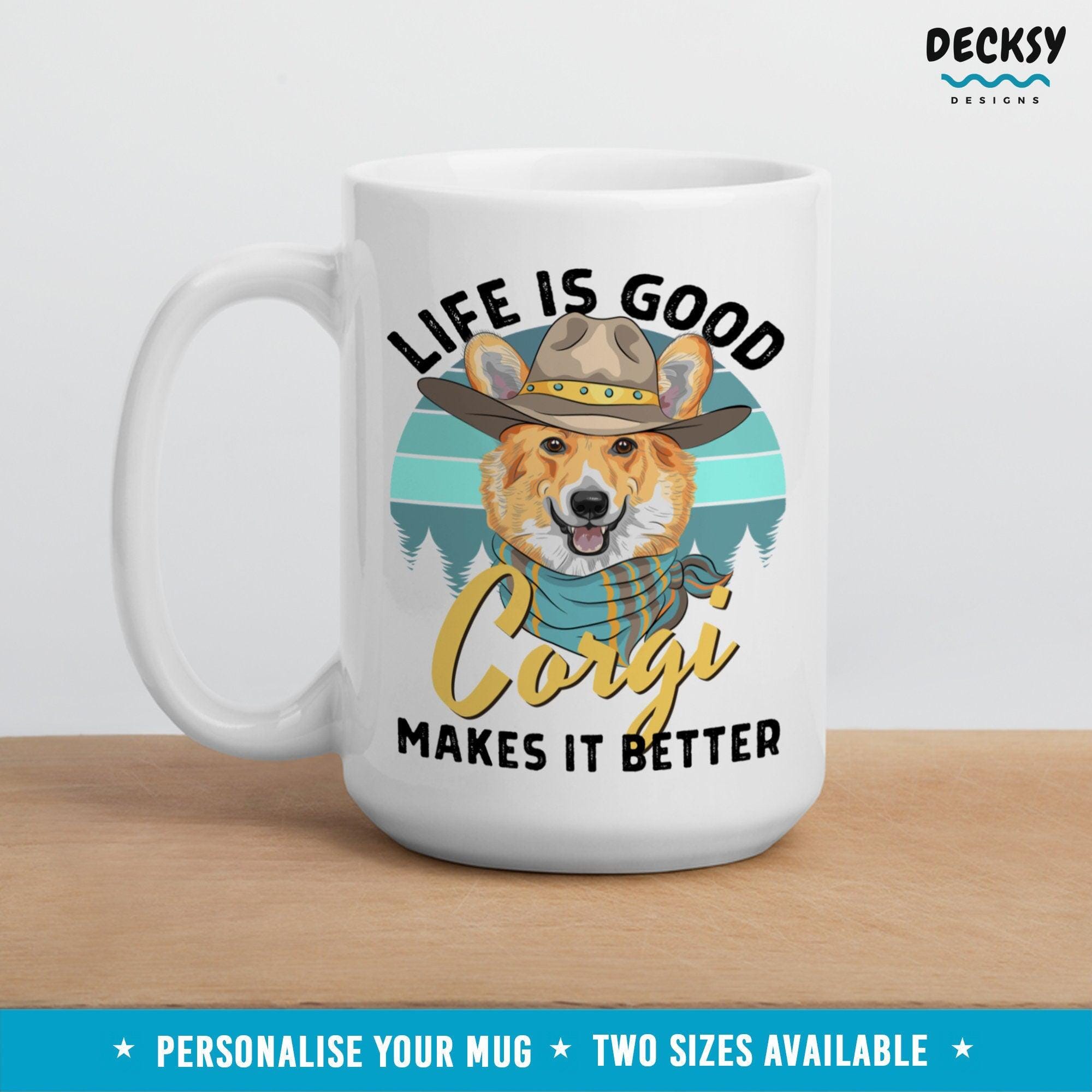Corgi Lover Gift, Corgi Coffee Mug-Home & Living:Kitchen & Dining:Drink & Barware:Drinkware:Mugs-DecksyDesigns-White Mug 11 oz-NO PERSONALISATION-DecksyDesigns