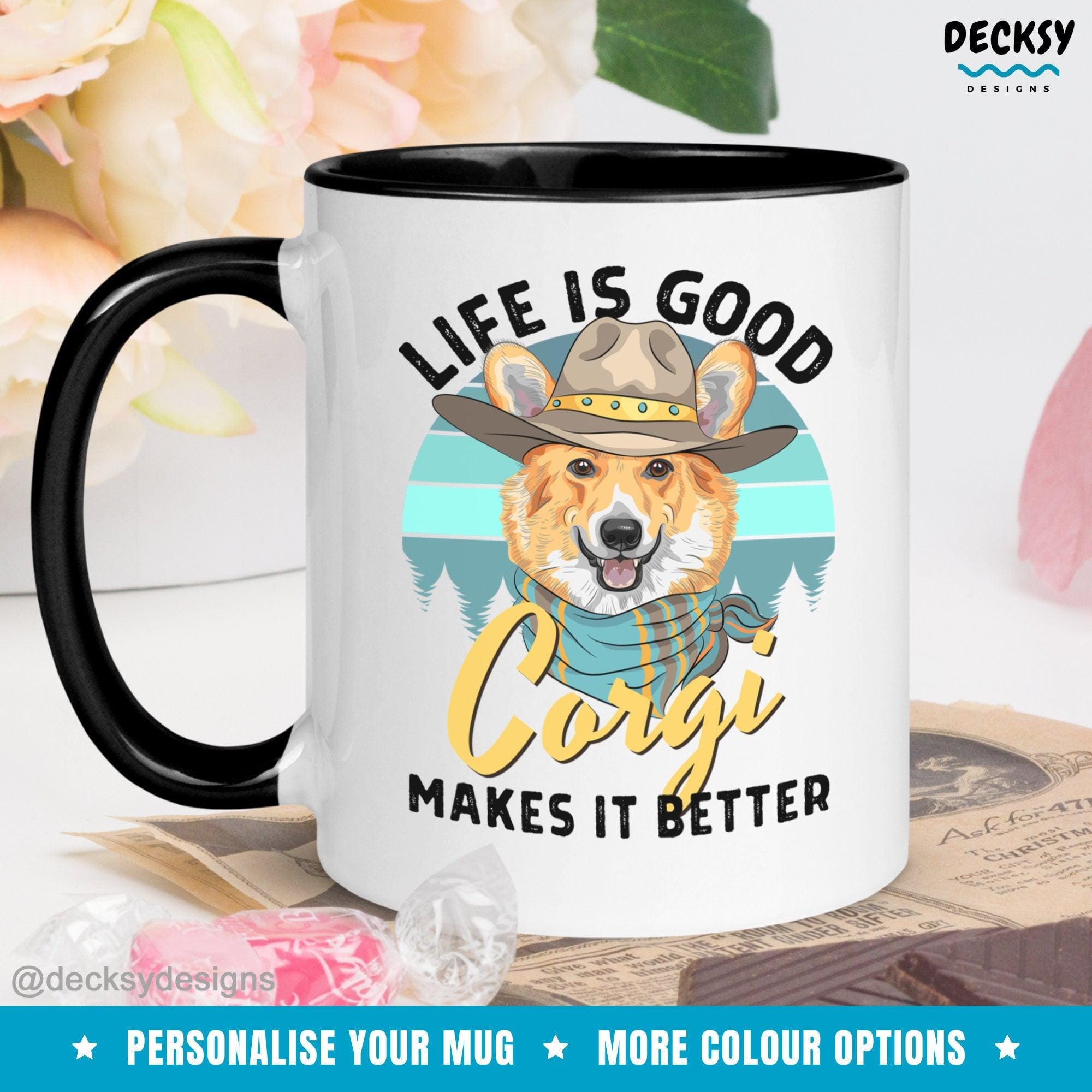 Corgi Lover Gift, Corgi Coffee Mug-Home & Living:Kitchen & Dining:Drink & Barware:Drinkware:Mugs-DecksyDesigns-White Mug 11 oz-NO PERSONALISATION-DecksyDesigns