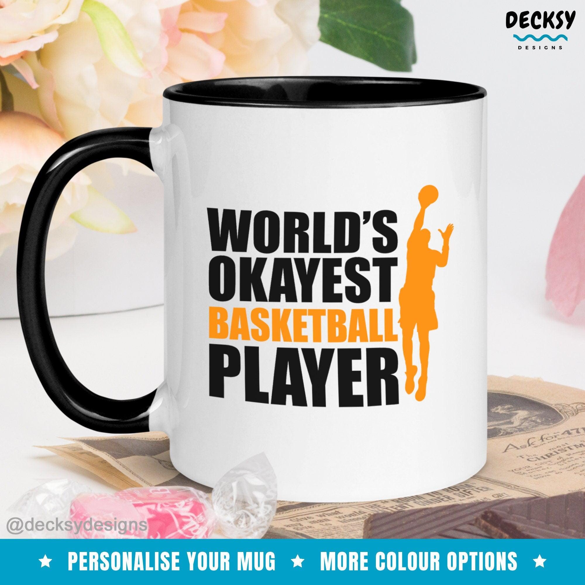 Funny Basketball Player Mug, Basketball Gift-Home & Living:Kitchen & Dining:Drink & Barware:Drinkware:Mugs-DecksyDesigns-Pink Accent Mug 11 oz-Font #4-DecksyDesigns