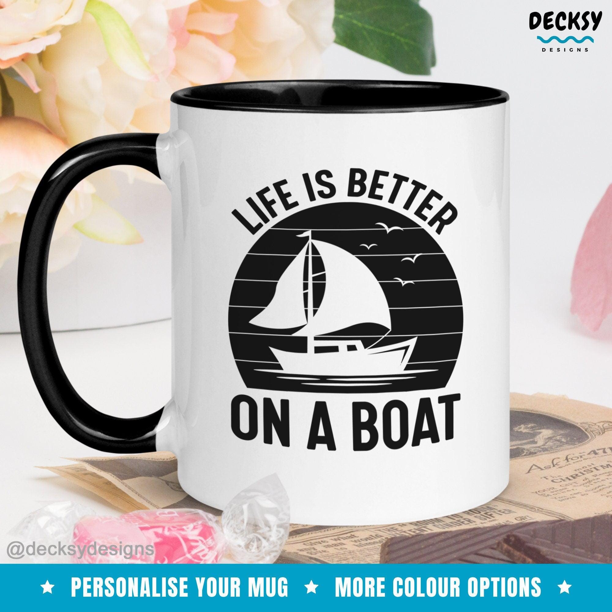 Funny Boat Lover Mug, Gift For Boaters-Home & Living:Kitchen & Dining:Drink & Barware:Drinkware:Mugs-DecksyDesigns-White Mug 11 oz-NO PERSONALISATION-DecksyDesigns