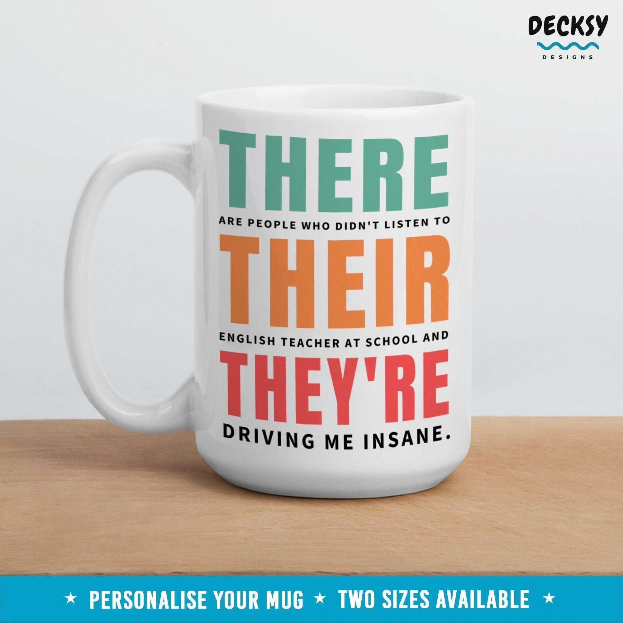 Funny English Teacher Mug, Personalised Coffee Gift-Home & Living:Kitchen & Dining:Drink & Barware:Drinkware:Mugs-DecksyDesigns-15 Oz-Font #4-DecksyDesigns