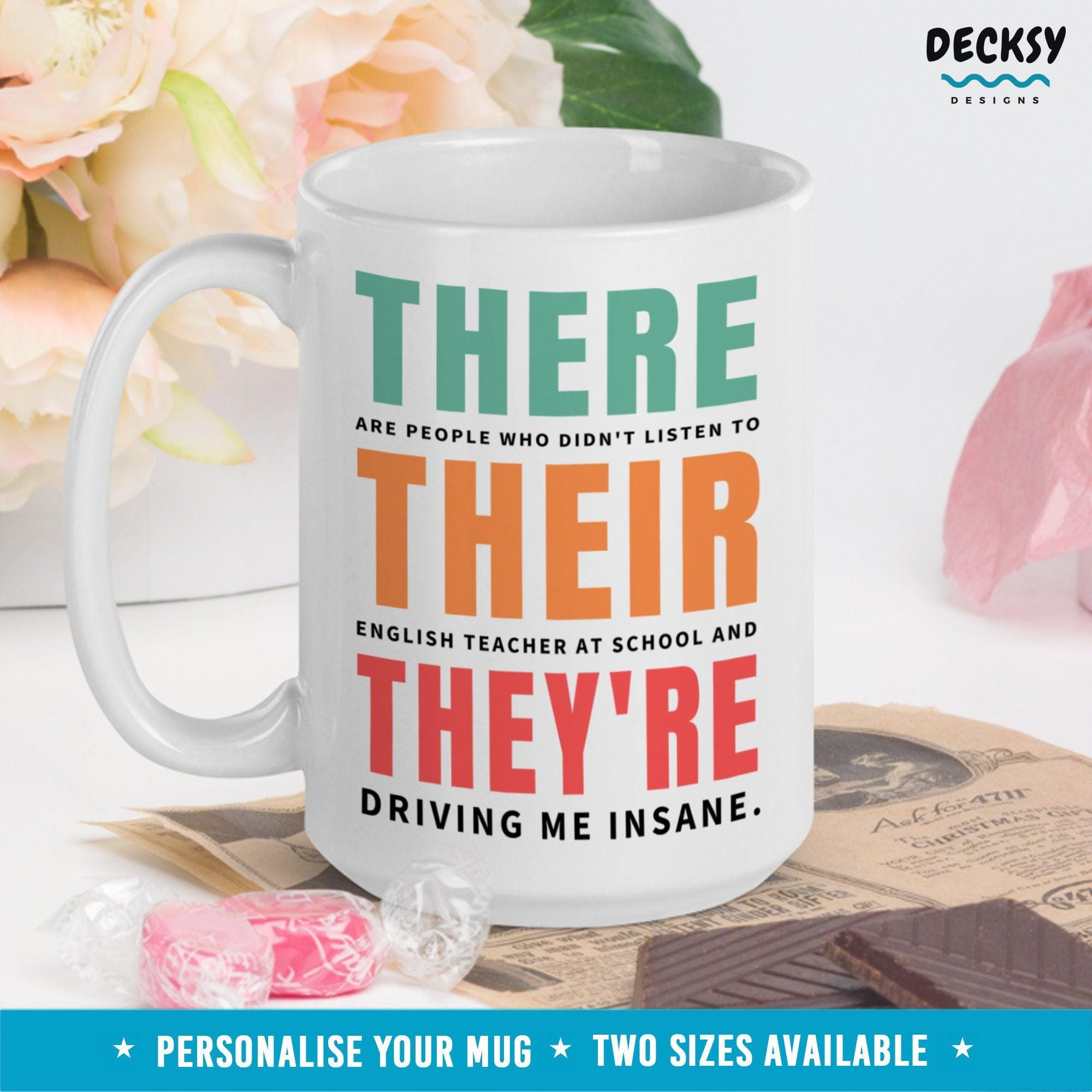 Funny English Teacher Mug, Personalised Coffee Gift-Home & Living:Kitchen & Dining:Drink & Barware:Drinkware:Mugs-DecksyDesigns-11 Oz-NO PERSONALISATION-DecksyDesigns