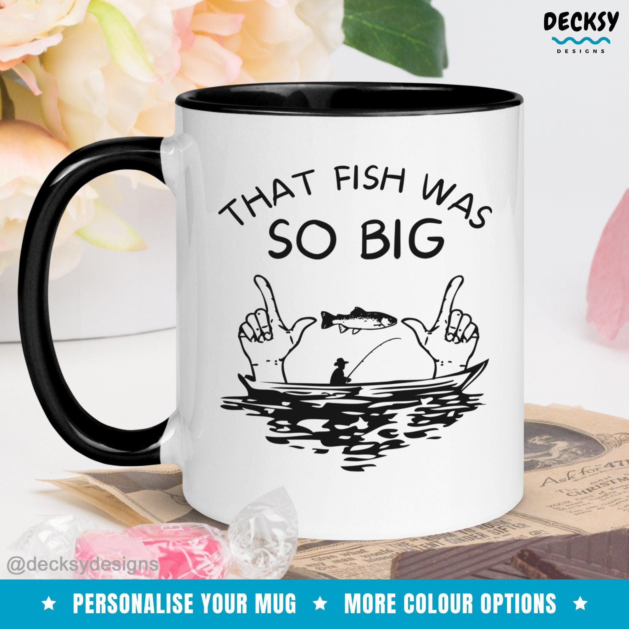 Funny Fishing Mug, Gift For Fisherman-Home & Living:Kitchen & Dining:Drink & Barware:Drinkware:Mugs-DecksyDesigns-White Mug 11 oz-NO PERSONALISATION-DecksyDesigns