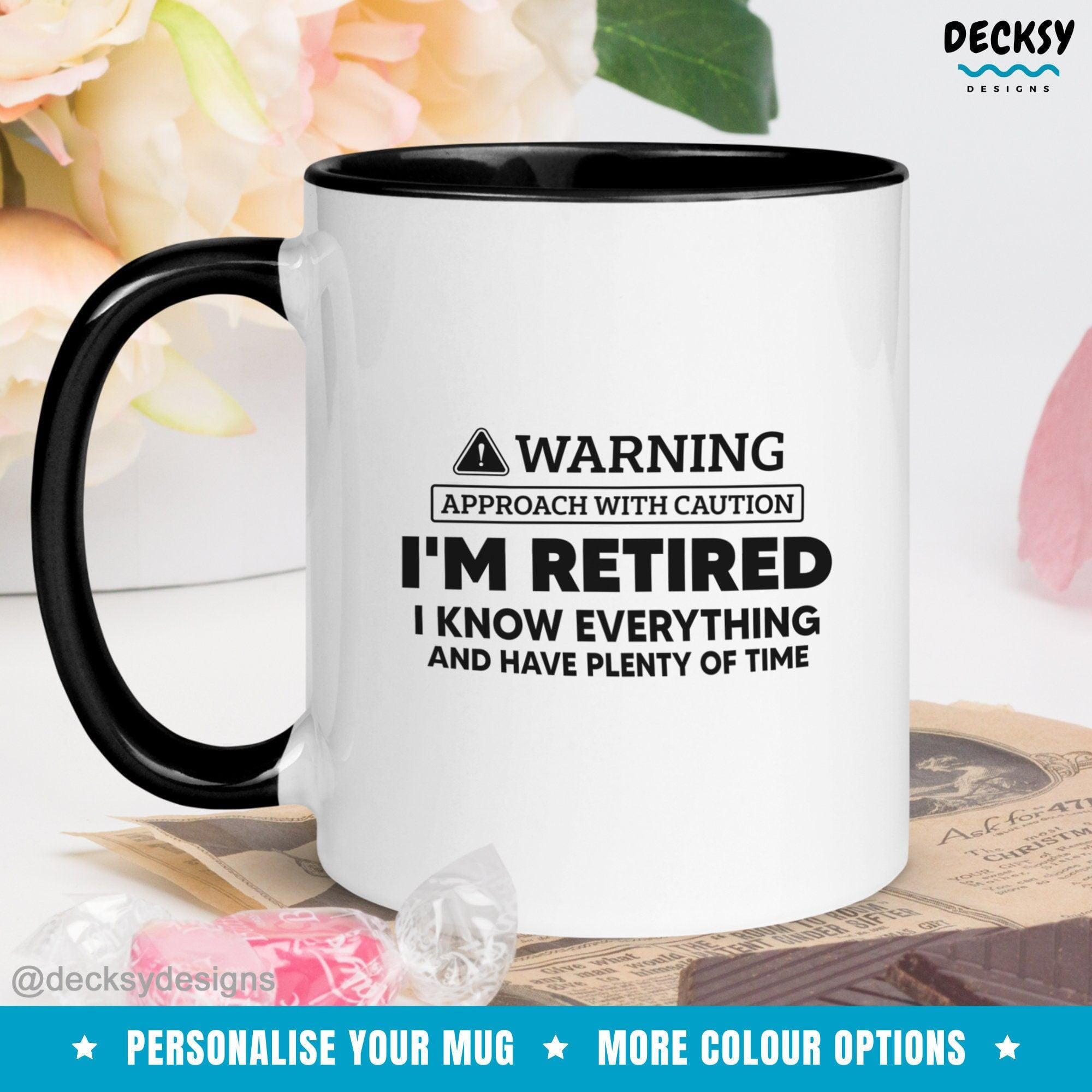Funny Retirement Mug, Personalised Gift-Home & Living:Kitchen & Dining:Drink & Barware:Drinkware:Mugs-DecksyDesigns-White Mug 11 oz-NO PERSONALISATION-DecksyDesigns