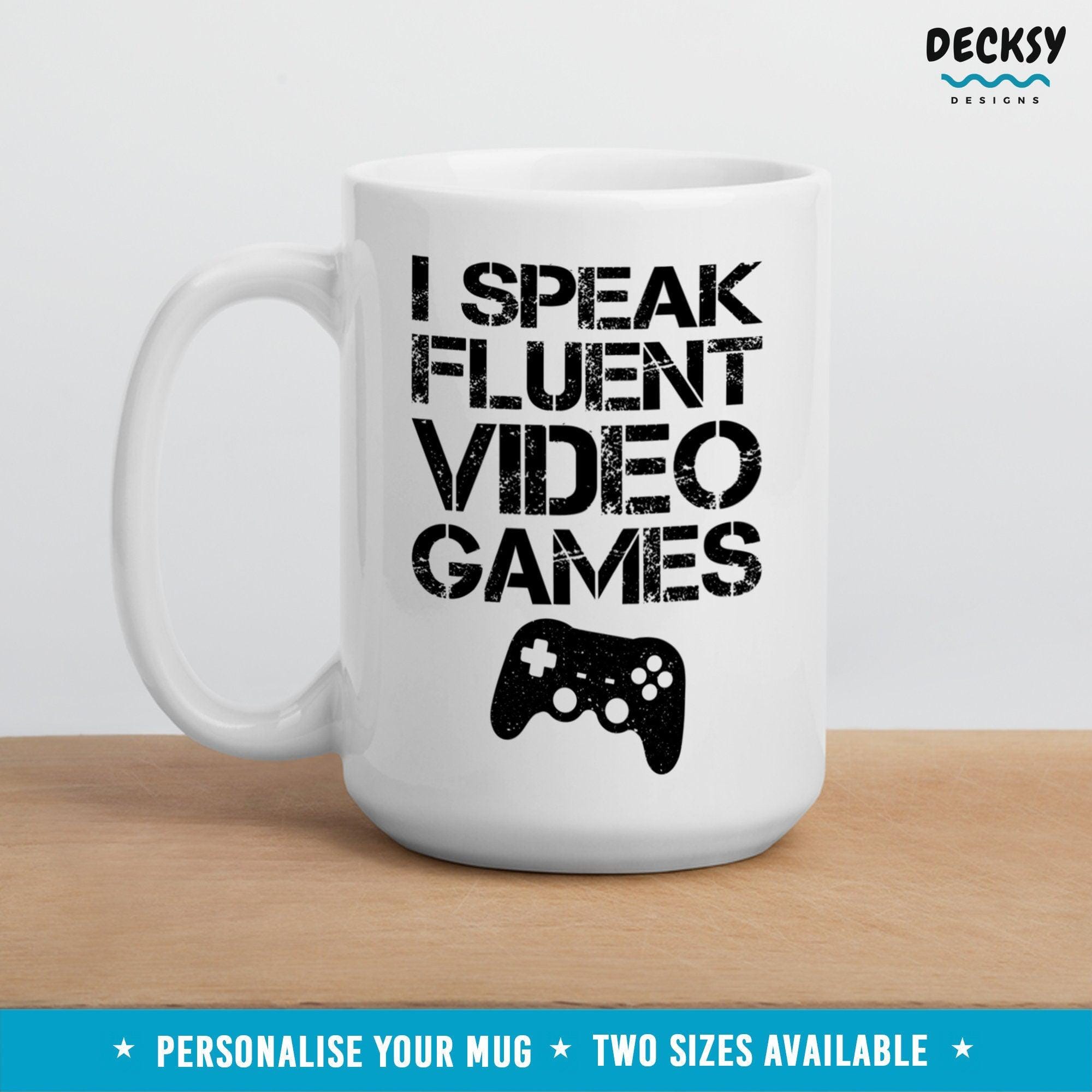 Gamer Mug, Video Games Gift-Home & Living:Kitchen & Dining:Drink & Barware:Drinkware:Mugs-DecksyDesigns-White Mug 11 oz-NO PERSONALISATION-DecksyDesigns