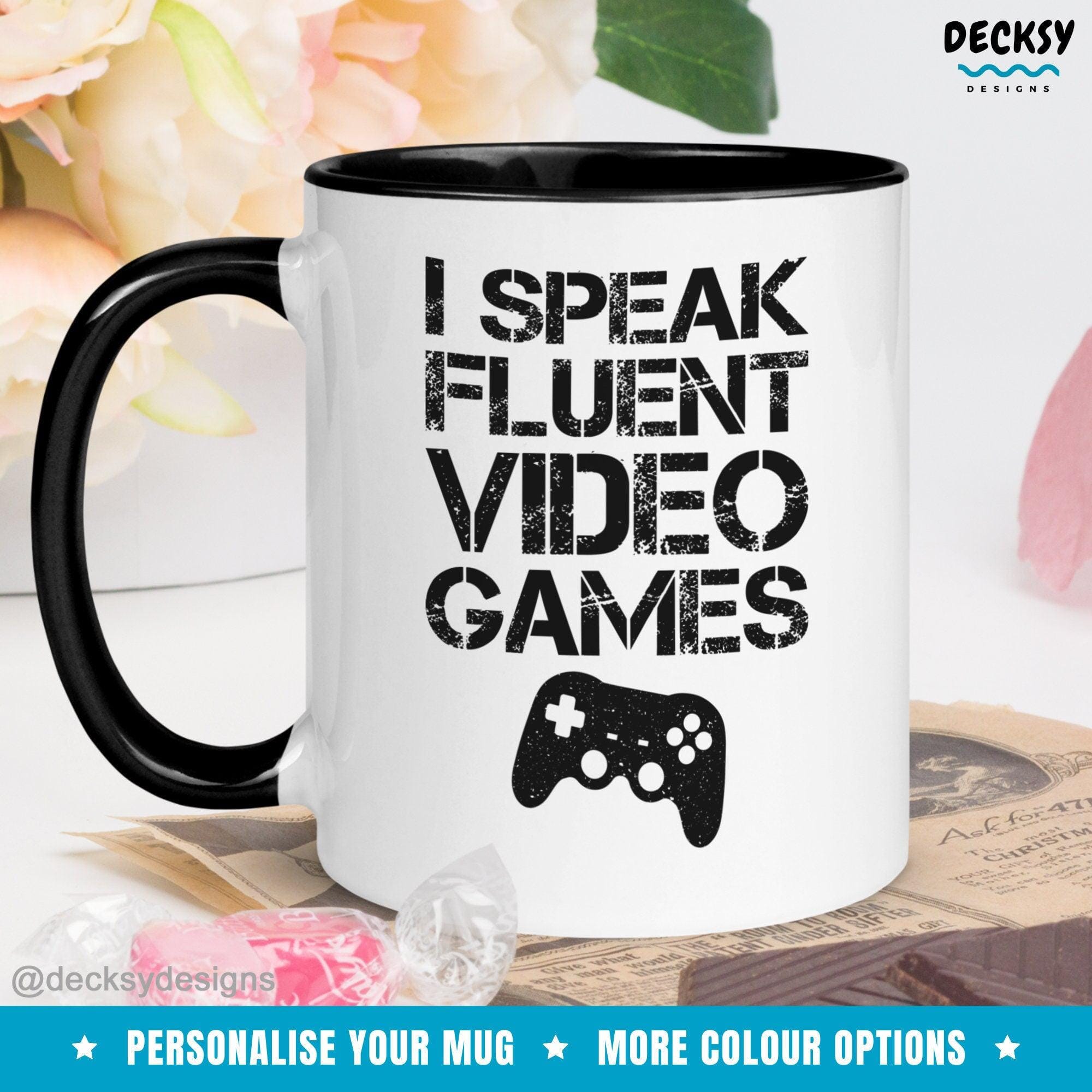 Gamer Mug, Video Games Gift-Home & Living:Kitchen & Dining:Drink & Barware:Drinkware:Mugs-DecksyDesigns-White Mug 11 oz-NO PERSONALISATION-DecksyDesigns