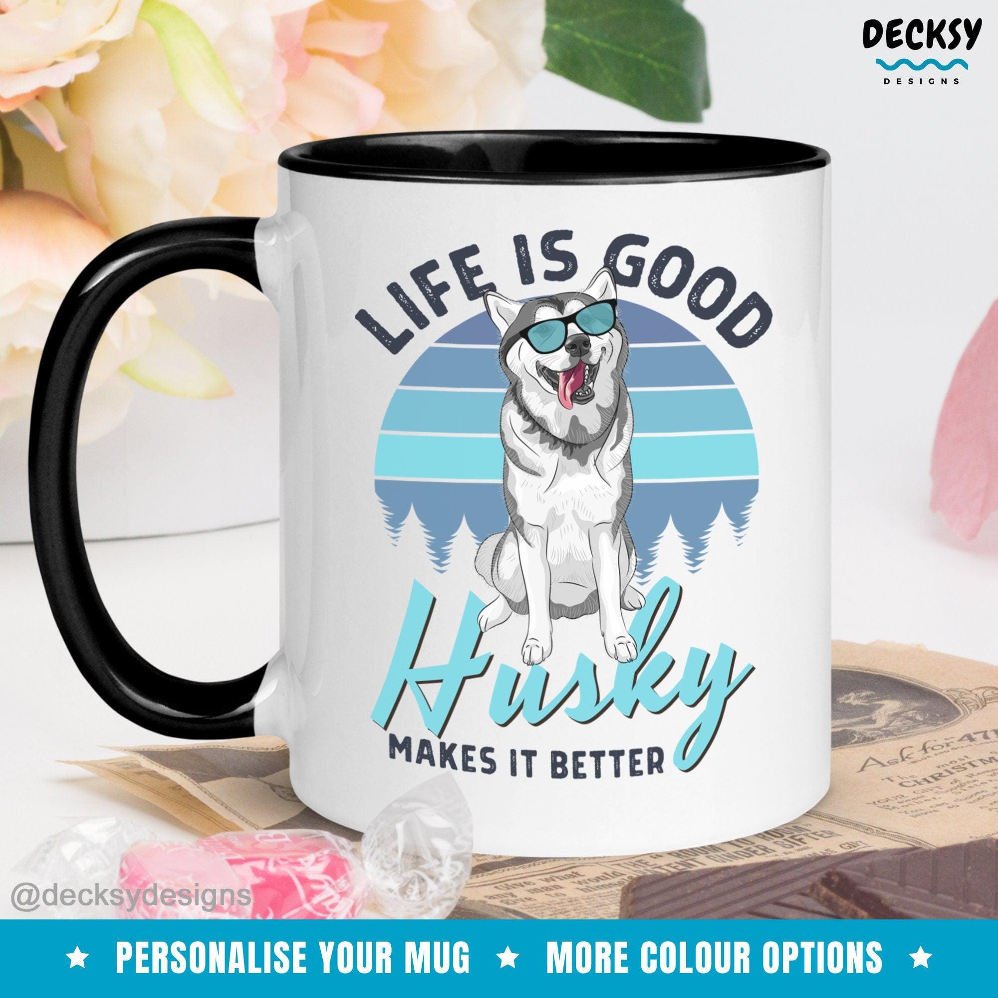 Husky Coffee Mug, Siberian Husky Gift-Home & Living:Kitchen & Dining:Drink & Barware:Drinkware:Mugs-DecksyDesigns-White Mug 11 oz-NO PERSONALISATION-DecksyDesigns