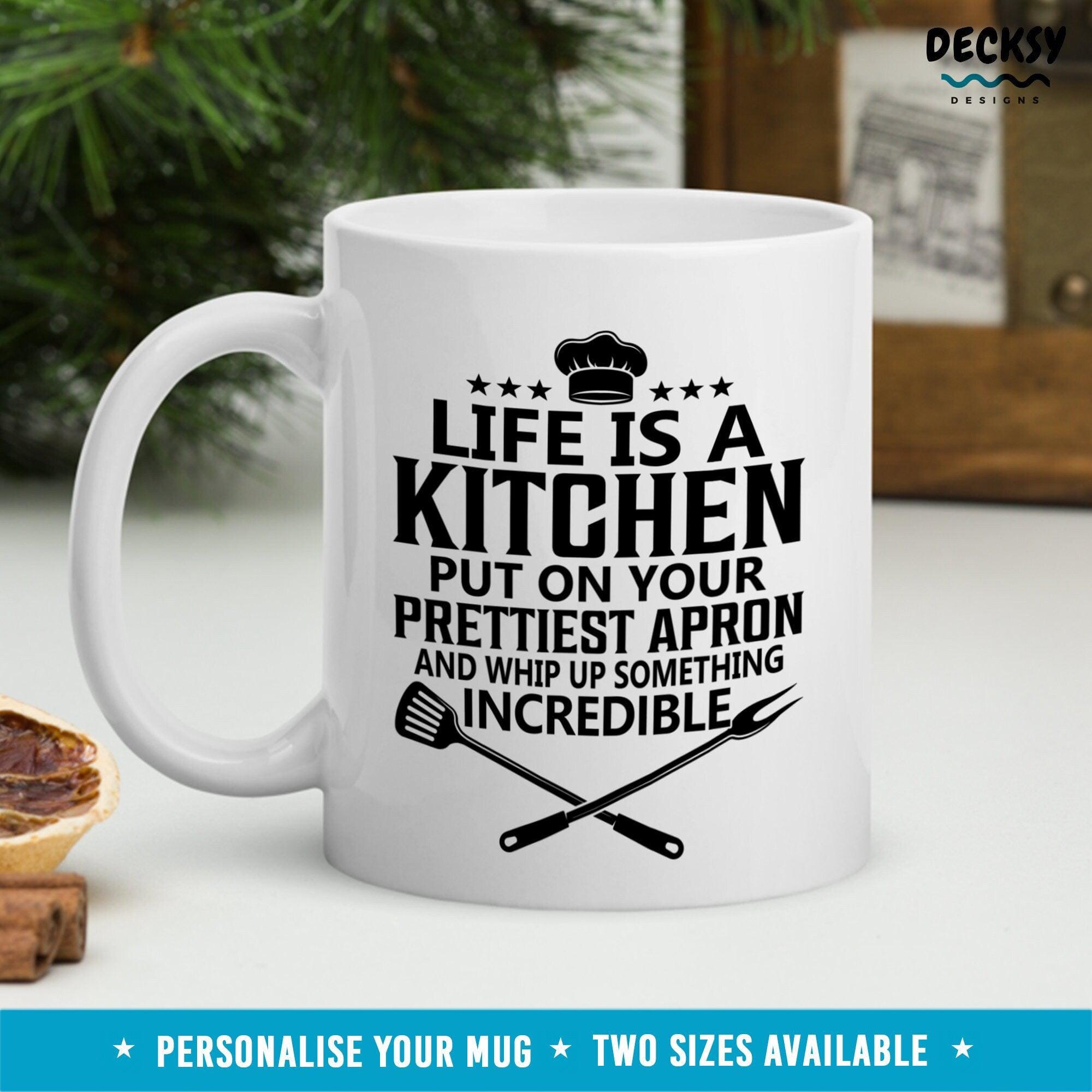 Inspirational Cooking Mug, Kitchen Queen Gift-Home & Living:Kitchen & Dining:Drink & Barware:Drinkware:Mugs-DecksyDesigns-11 Oz-NO PERSONALISATION-DecksyDesigns