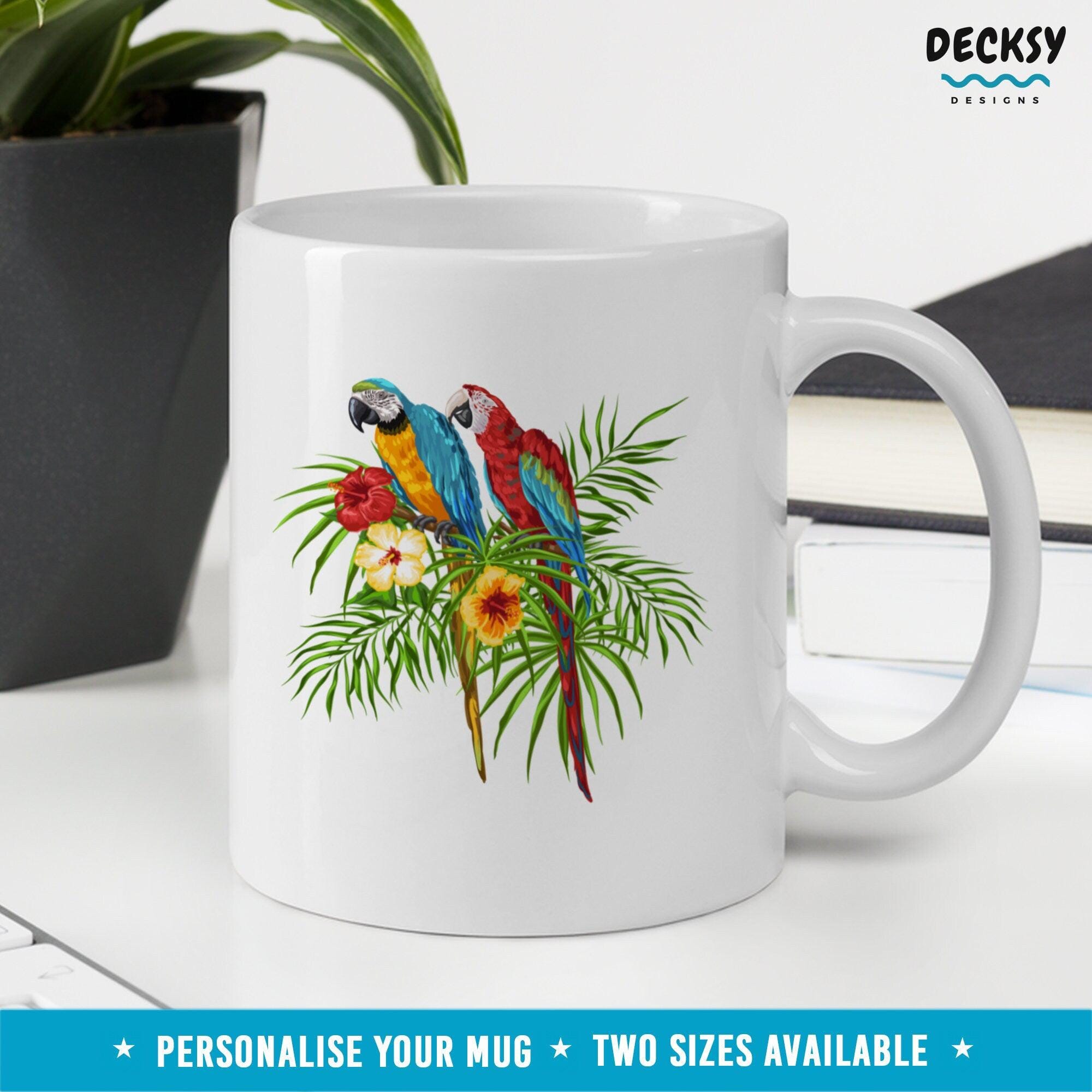 Macaw Mug, Custom Parrot Lover Gift-Home & Living:Kitchen & Dining:Drink & Barware:Drinkware:Mugs-DecksyDesigns-11 Oz-NO PERSONALISATION-DecksyDesigns