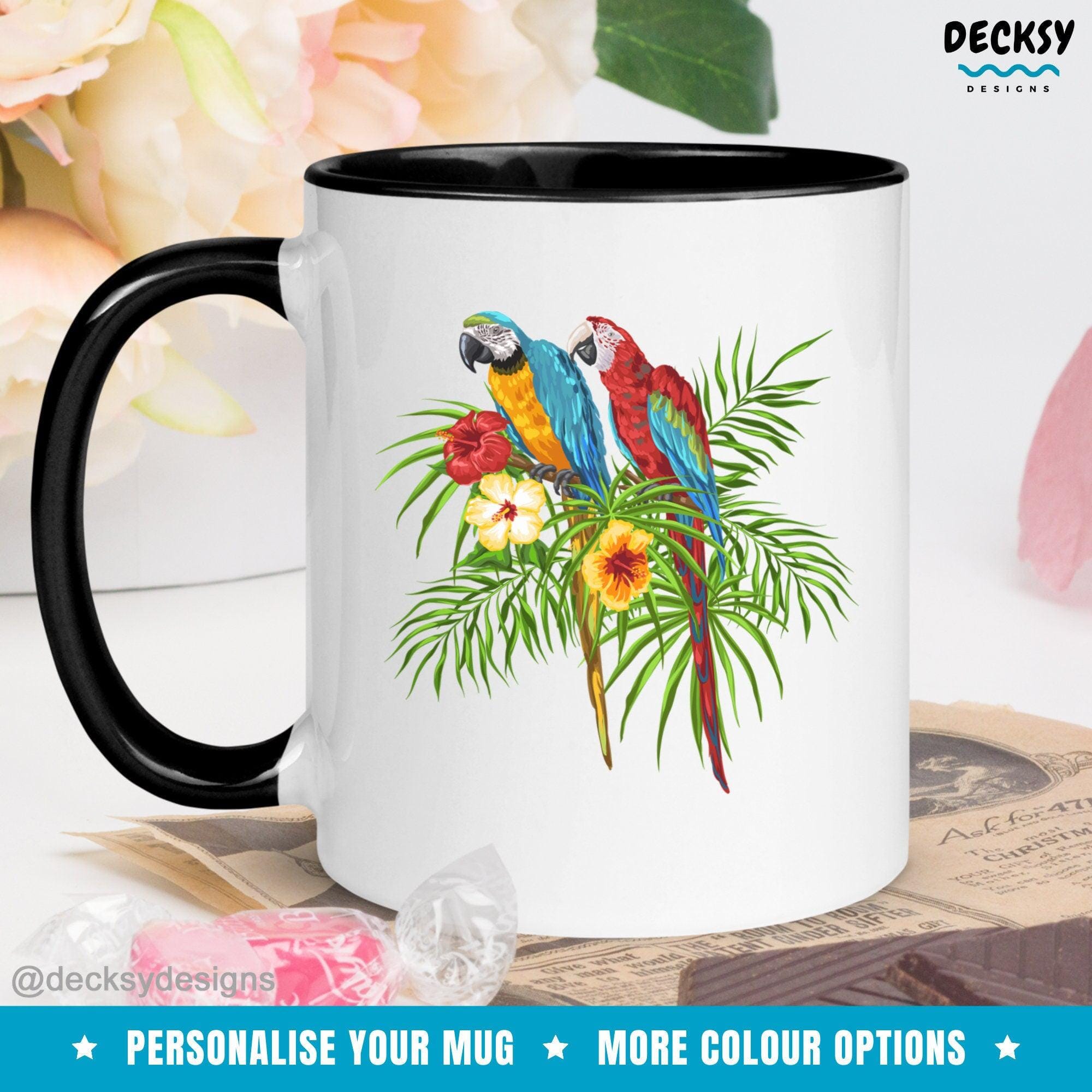 Macaws Coffee Mug, Macaw Parrot Gift-Home & Living:Kitchen & Dining:Drink & Barware:Drinkware:Mugs-DecksyDesigns-White Mug 11 oz-NO PERSONALISATION-DecksyDesigns