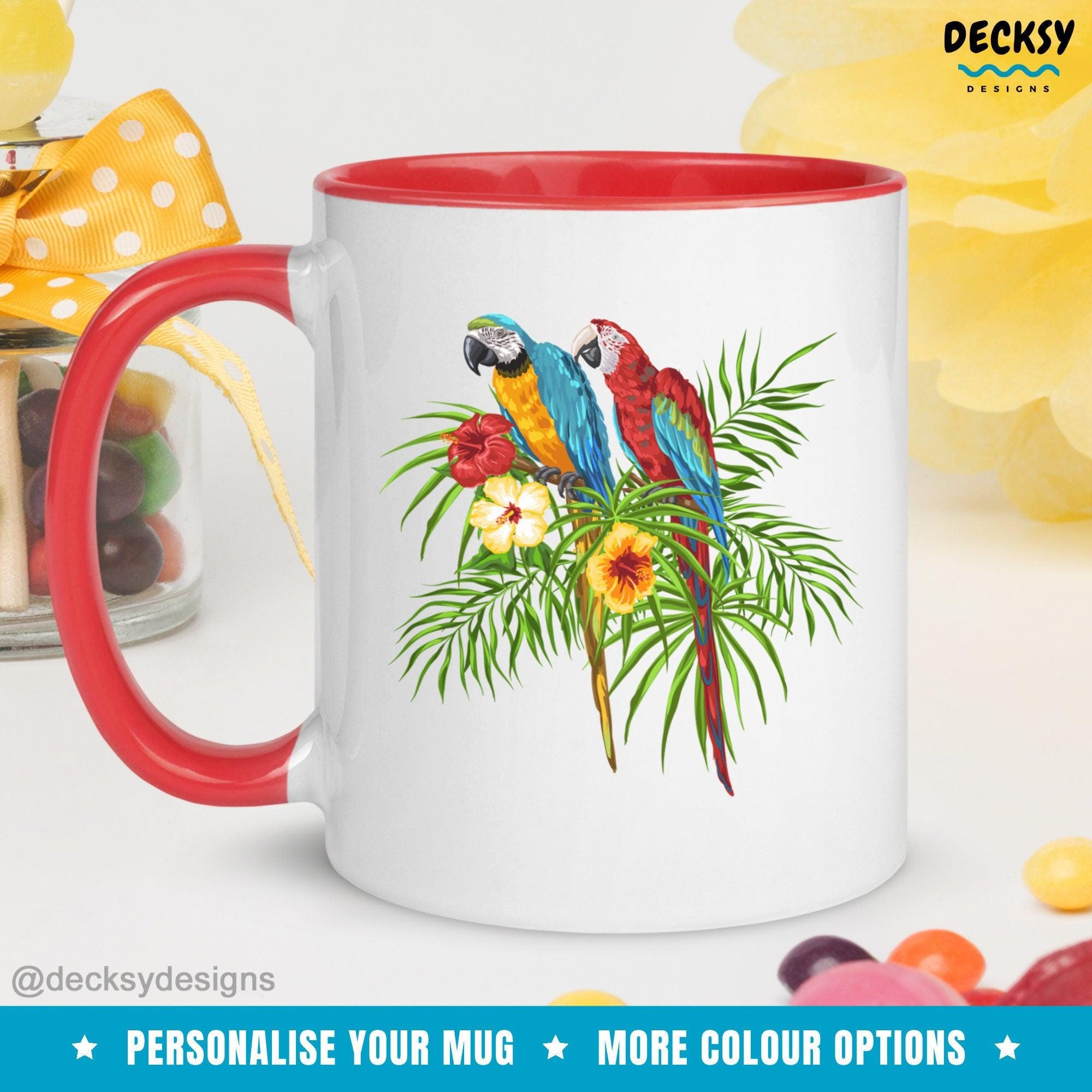Macaws Coffee Mug, Macaw Parrot Gift-Home & Living:Kitchen & Dining:Drink & Barware:Drinkware:Mugs-DecksyDesigns-White Mug 11 oz-NO PERSONALISATION-DecksyDesigns