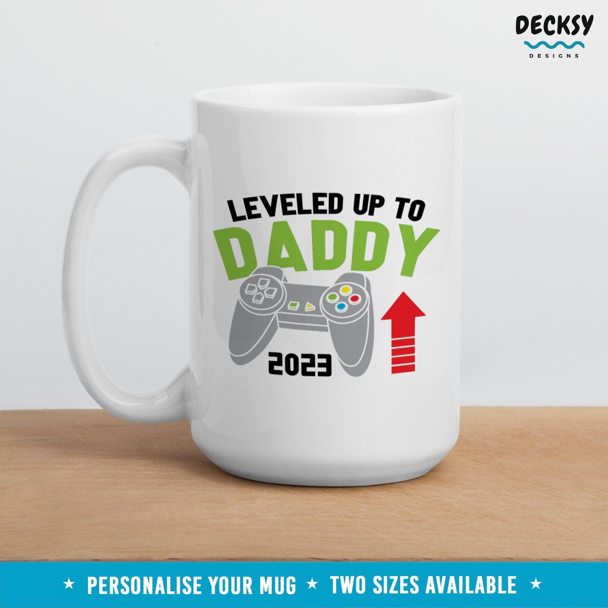 New Dad Gamer Mug, Dad Est 2023 Gift-Home & Living:Kitchen & Dining:Drink & Barware:Drinkware:Mugs-DecksyDesigns-White Mug 11 oz-NO PERSONALISATION-DecksyDesigns
