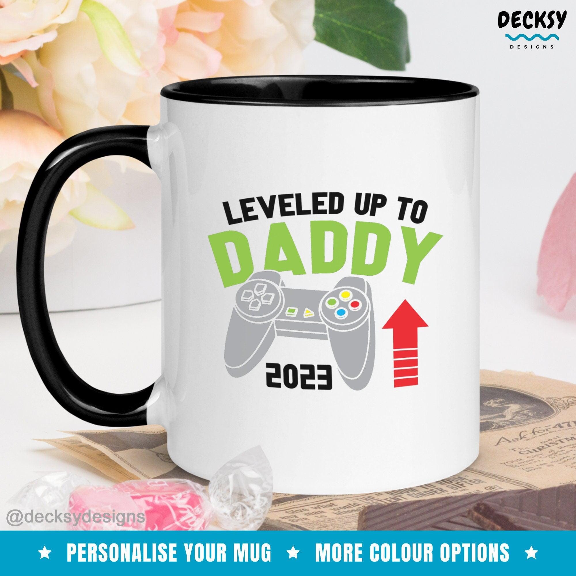 New Dad Gamer Mug, Dad Est 2023 Gift-Home & Living:Kitchen & Dining:Drink & Barware:Drinkware:Mugs-DecksyDesigns-White Mug 11 oz-NO PERSONALISATION-DecksyDesigns