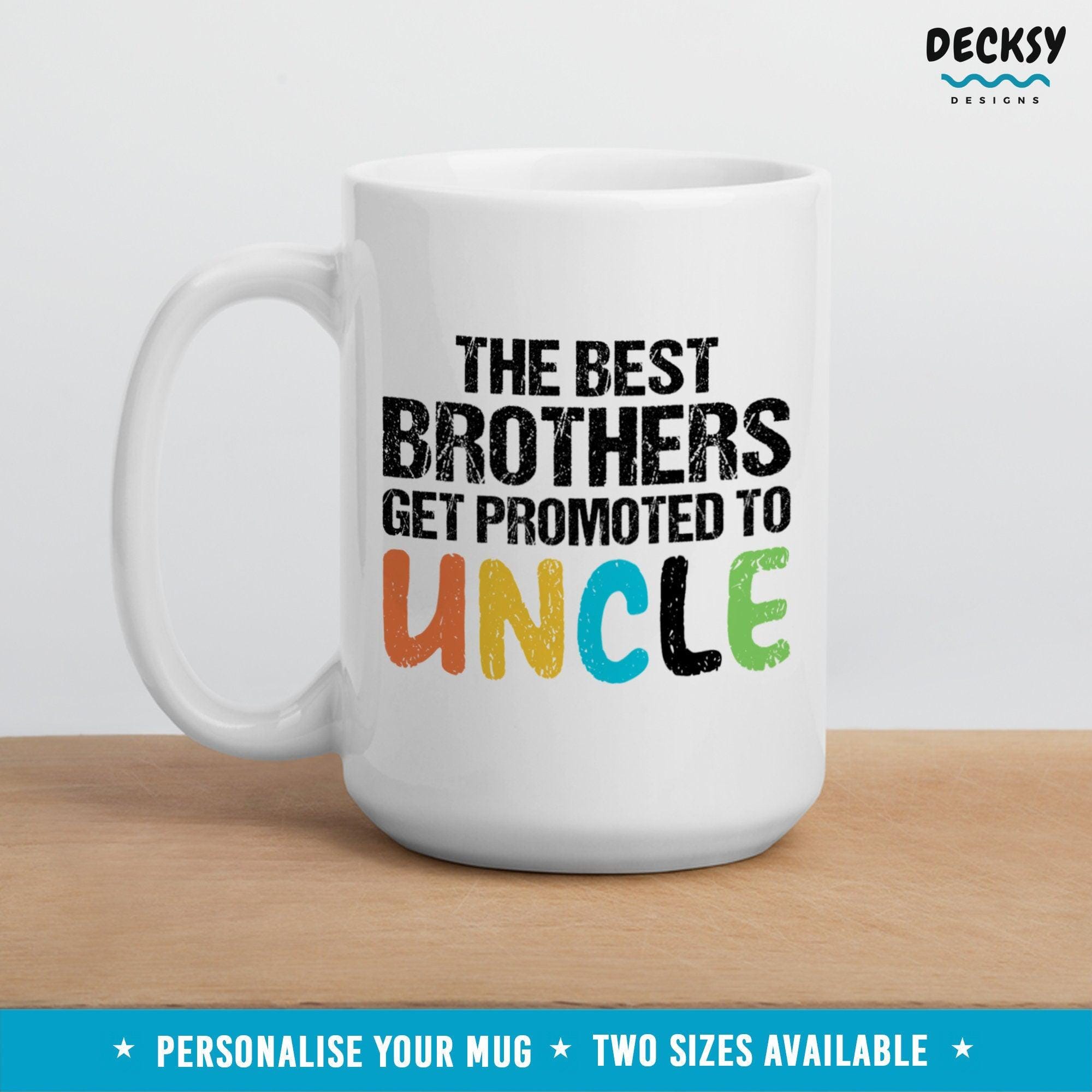 New Uncle Gift Mug, Custom Gift For Uncle To Be-Home & Living:Kitchen & Dining:Drink & Barware:Drinkware:Mugs-DecksyDesigns-White Mug 11 oz-NO PERSONALISATION-DecksyDesigns