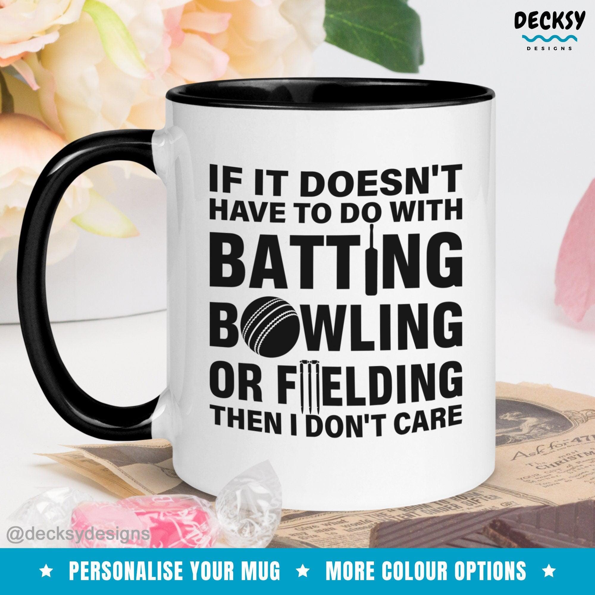 Personalised Cricket Lover Mug, Gift For Cricket Fan-Home & Living:Kitchen & Dining:Drink & Barware:Drinkware:Mugs-DecksyDesigns-White Mug 11 oz-NO PERSONALISATION-DecksyDesigns