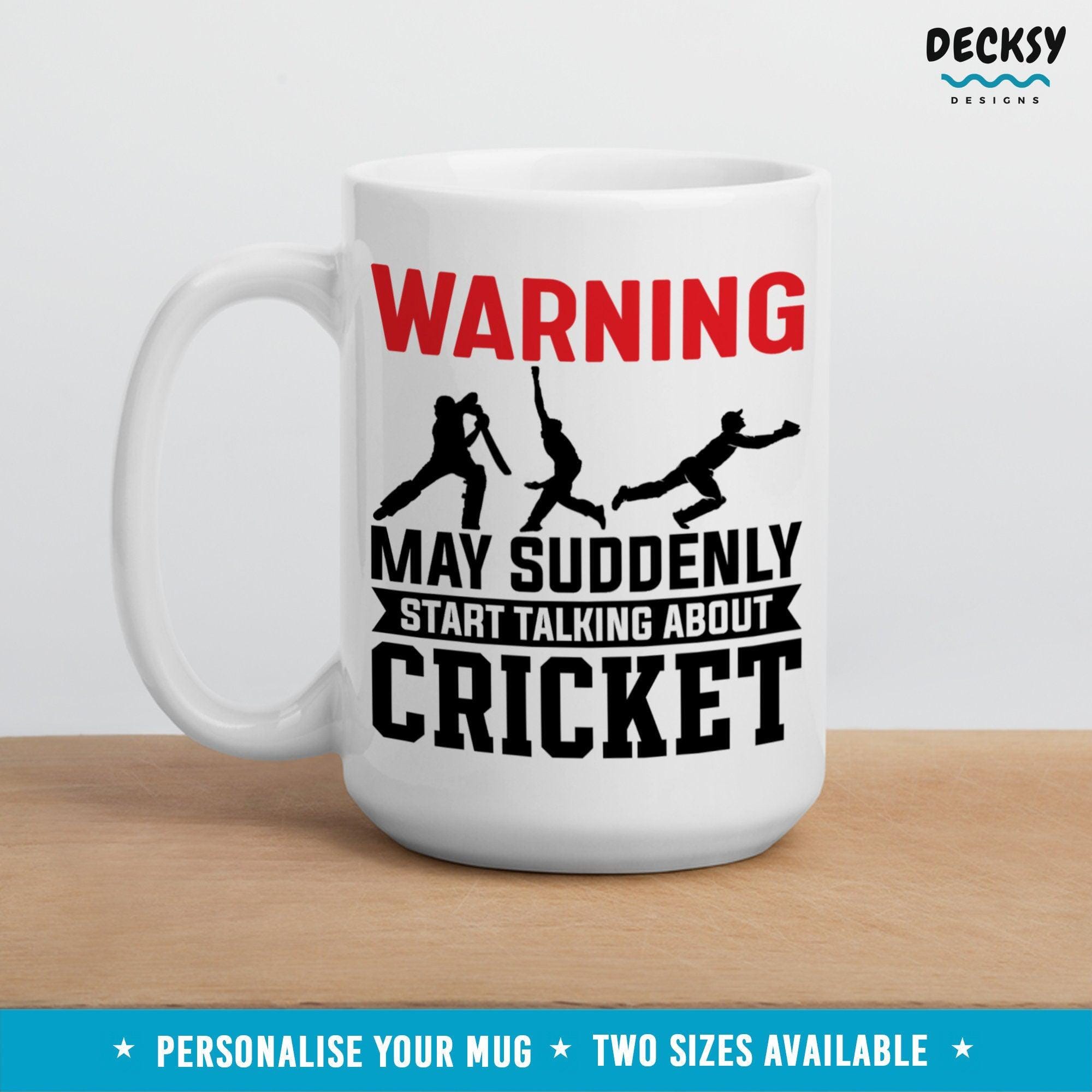 Personalised Cricket Mug, Cricket Sport Gift-Home & Living:Kitchen & Dining:Drink & Barware:Drinkware:Mugs-DecksyDesigns-White Mug 11 oz-NO PERSONALISATION-DecksyDesigns