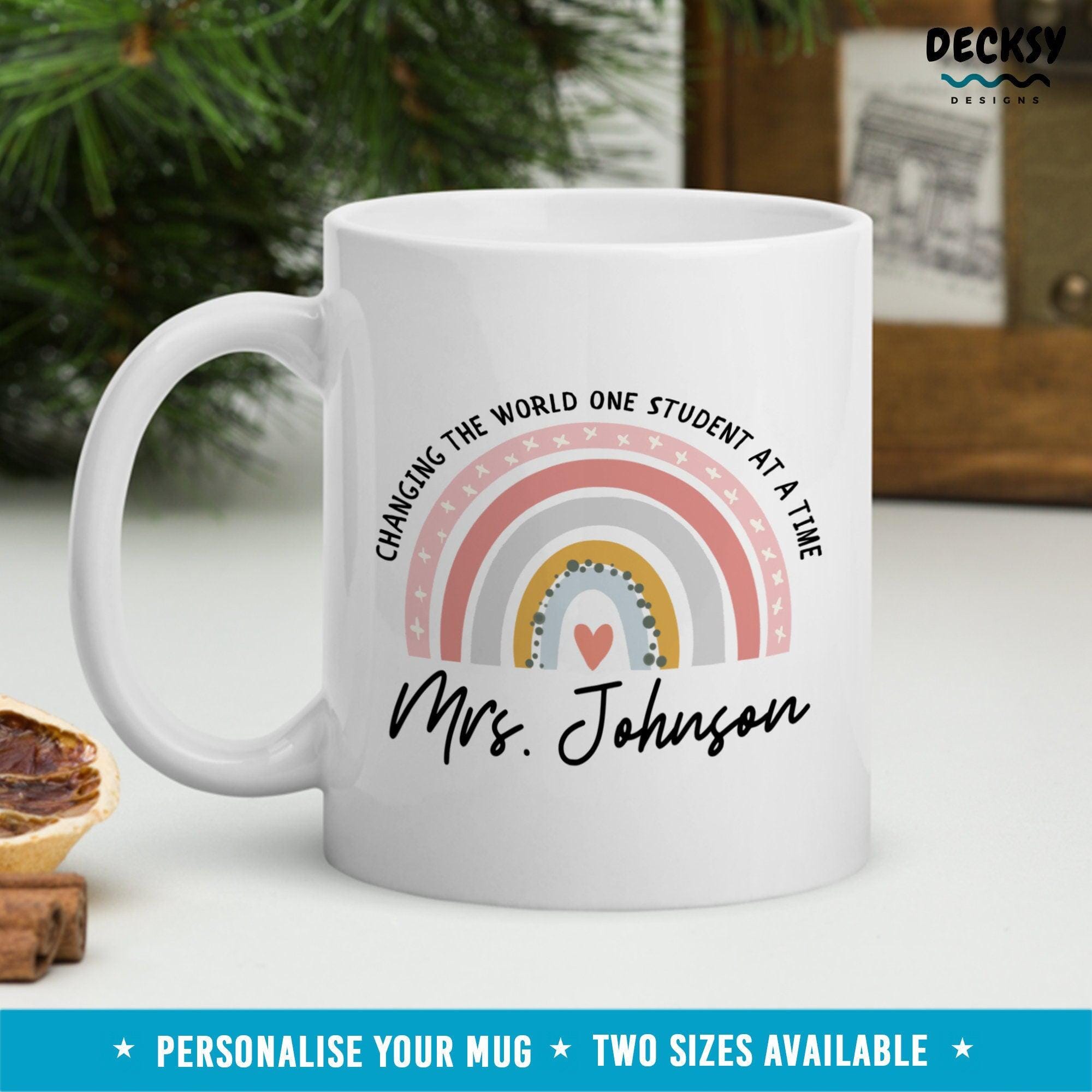 Personalised Teacher Mug, Custom Gift-Home & Living:Kitchen & Dining:Drink & Barware:Drinkware:Mugs-DecksyDesigns-White Mug 11 oz-Font #4-DecksyDesigns