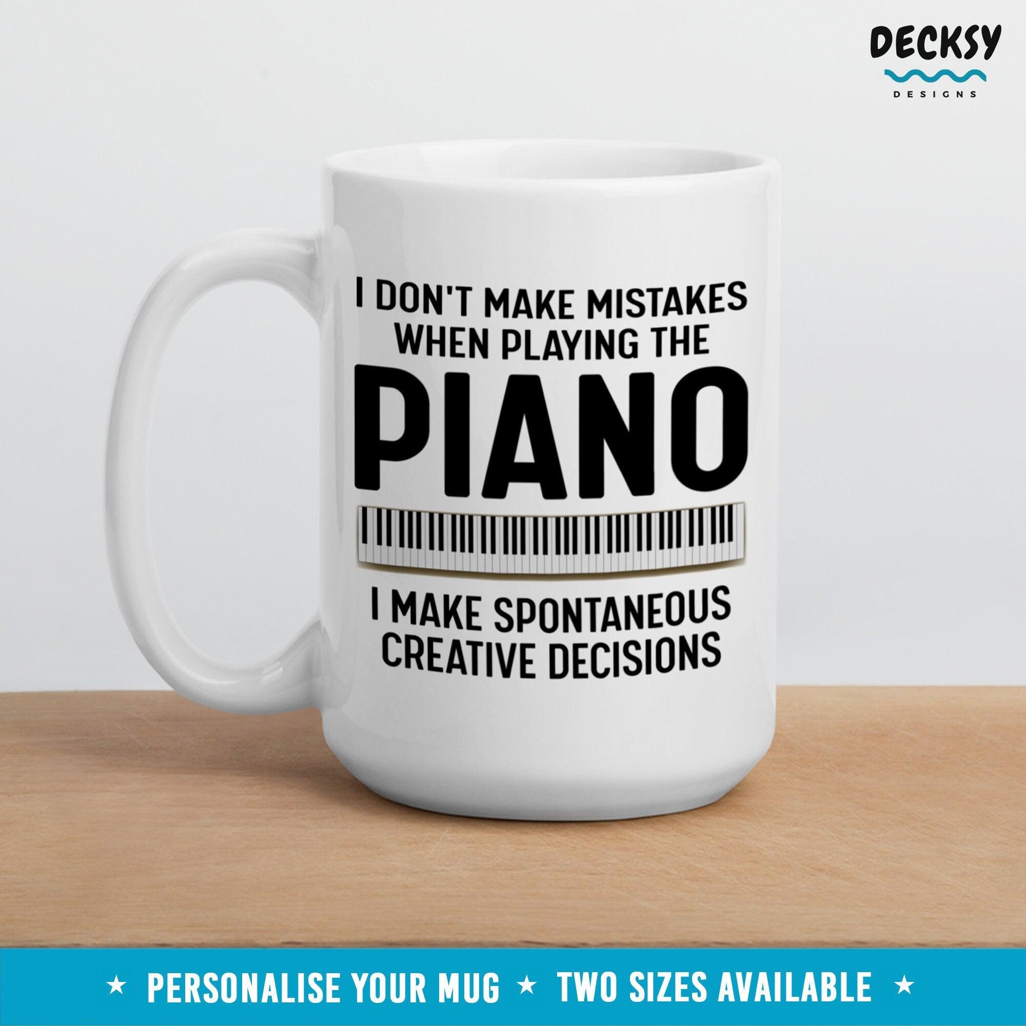 Piano Coffee Mug, Custom Pianist Gift-Home & Living:Kitchen & Dining:Drink & Barware:Drinkware:Mugs-DecksyDesigns-White Mug 11 oz-NO PERSONALISATION-DecksyDesigns