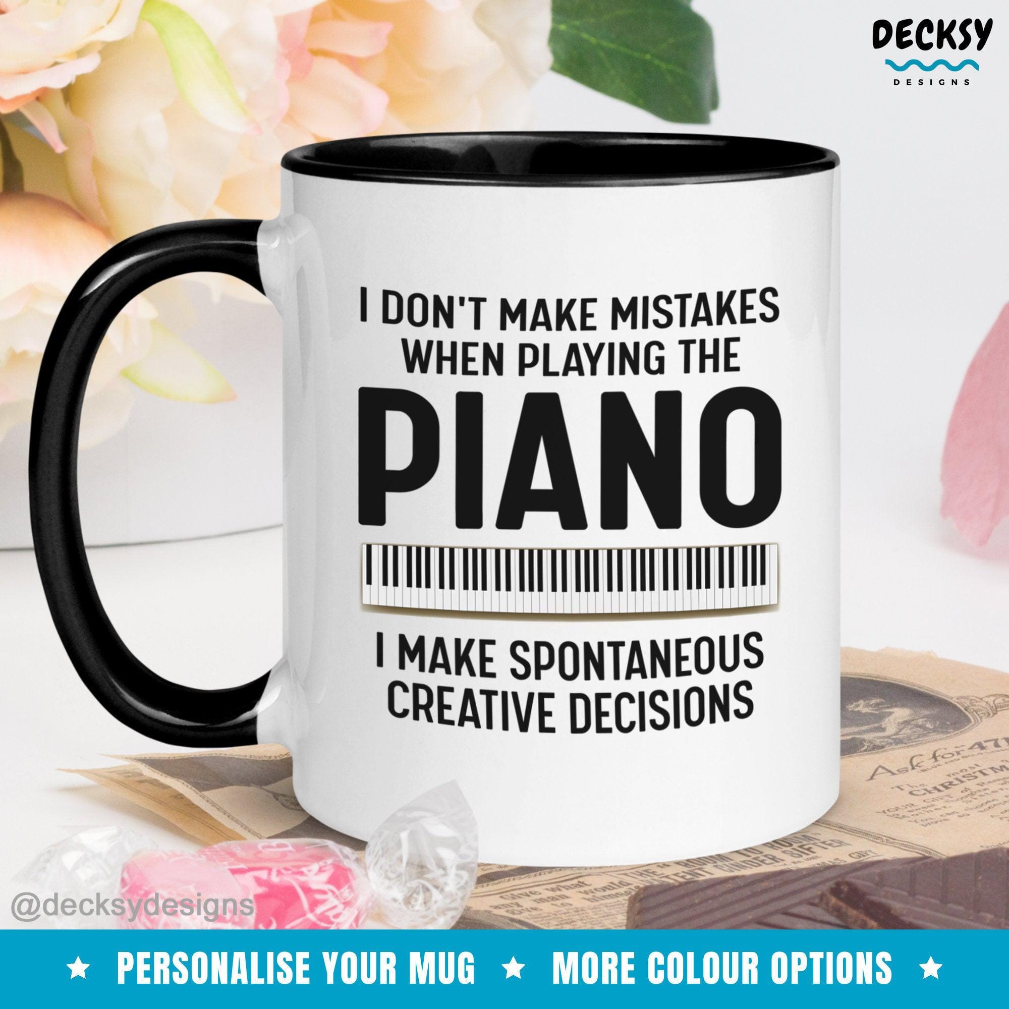 Piano Coffee Mug, Pesonalised Pianist Gift-Home & Living:Kitchen & Dining:Drink & Barware:Drinkware:Mugs-DecksyDesigns-White Mug 11 oz-NO PERSONALISATION-DecksyDesigns
