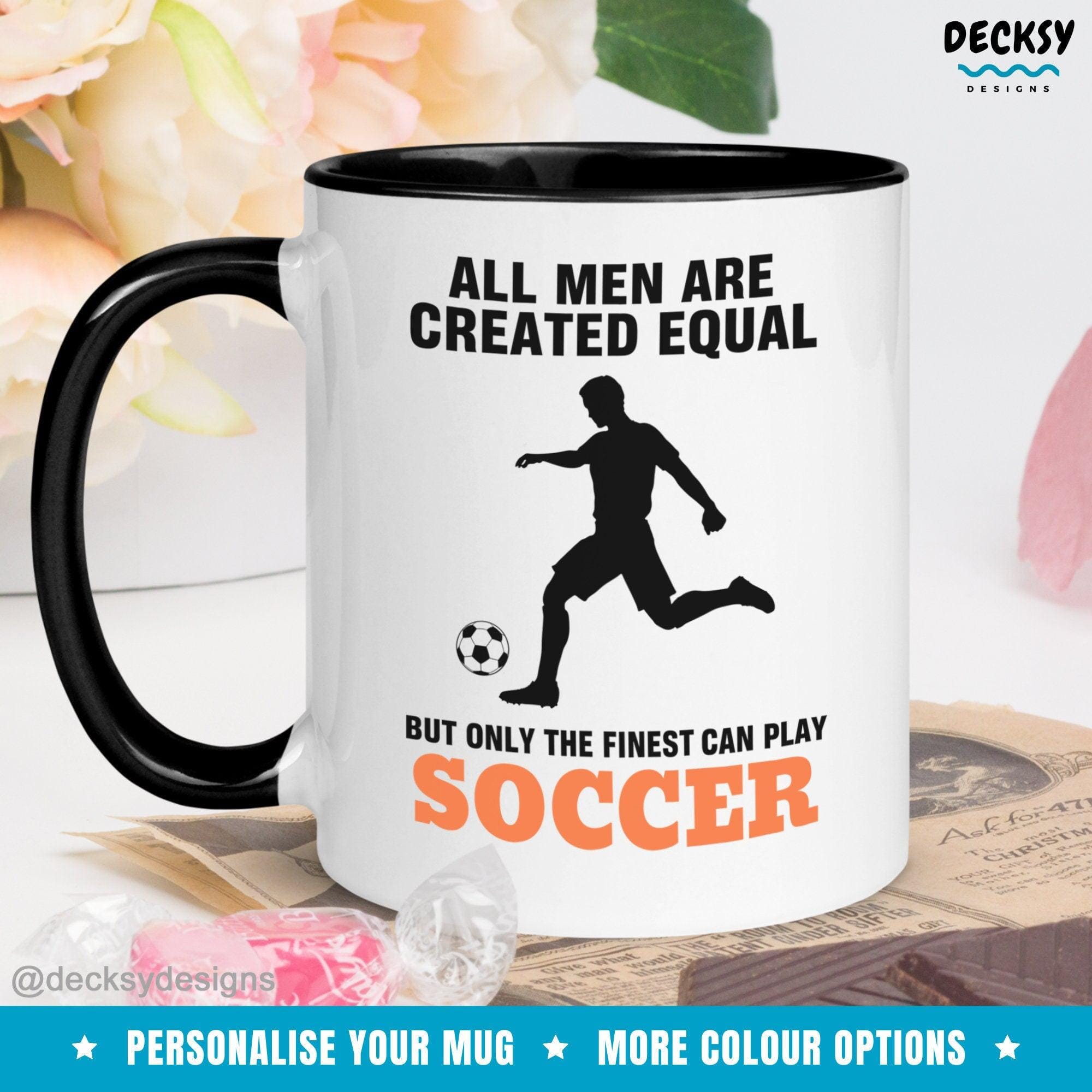 Soccer Mug, Personalised Soccer Player Gift-Home & Living:Kitchen & Dining:Drink & Barware:Drinkware:Mugs-DecksyDesigns-White Mug 11 oz-NO PERSONALISATION-DecksyDesigns