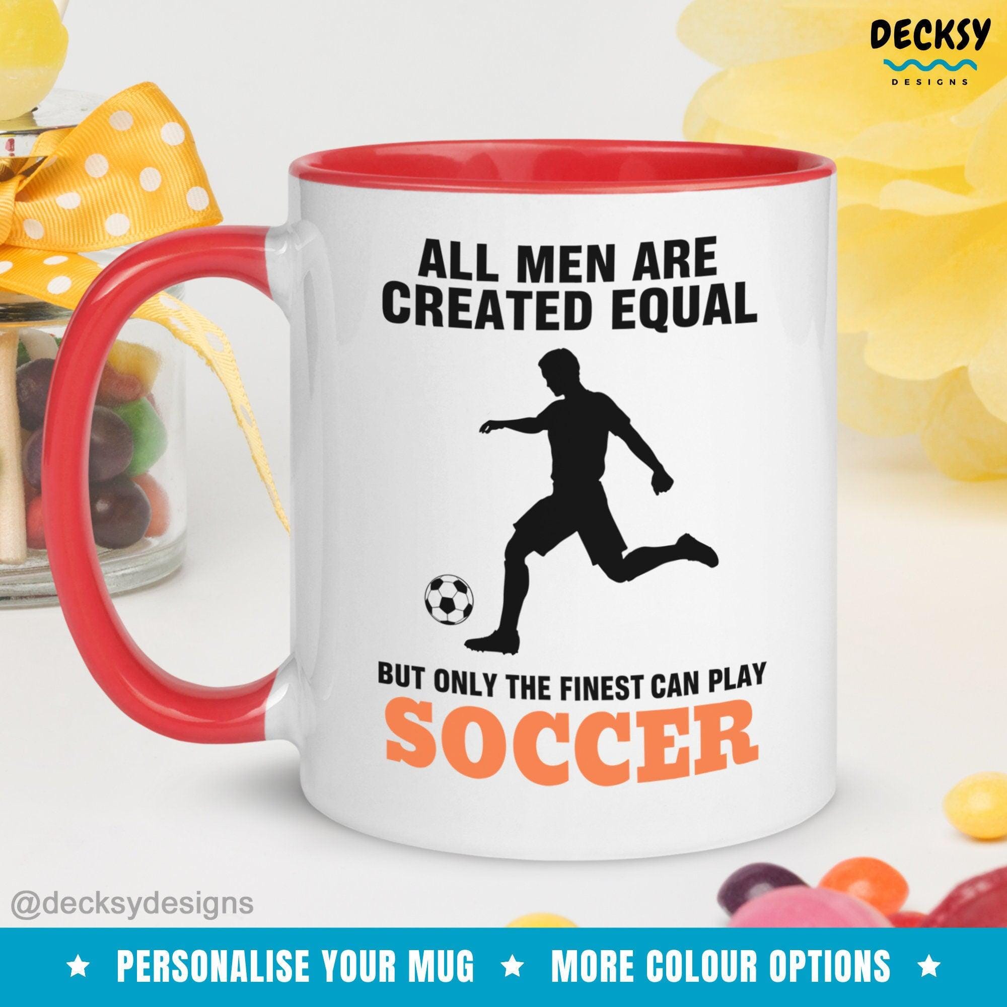 Soccer Mug, Personalised Soccer Player Gift-Home & Living:Kitchen & Dining:Drink & Barware:Drinkware:Mugs-DecksyDesigns-White Mug 11 oz-NO PERSONALISATION-DecksyDesigns
