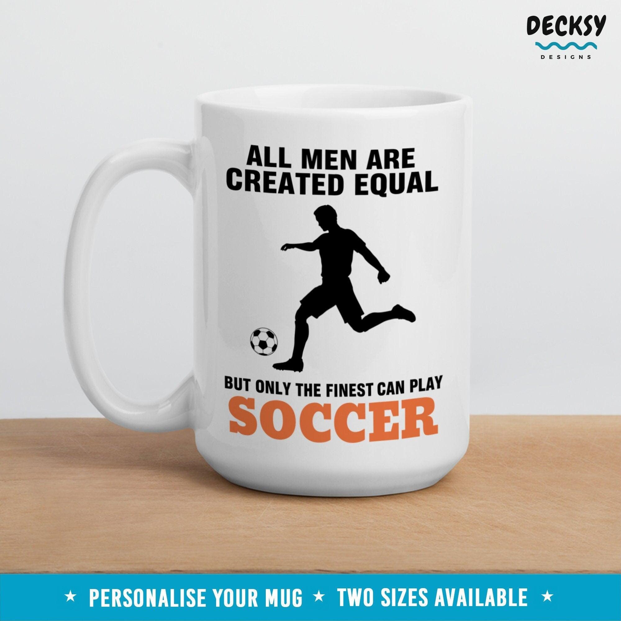 Soccer Mug, Personalised Soccer Player Gift-Home & Living:Kitchen & Dining:Drink & Barware:Drinkware:Mugs-DecksyDesigns-White Mug 11 oz-NO PERSONALISATION-DecksyDesigns