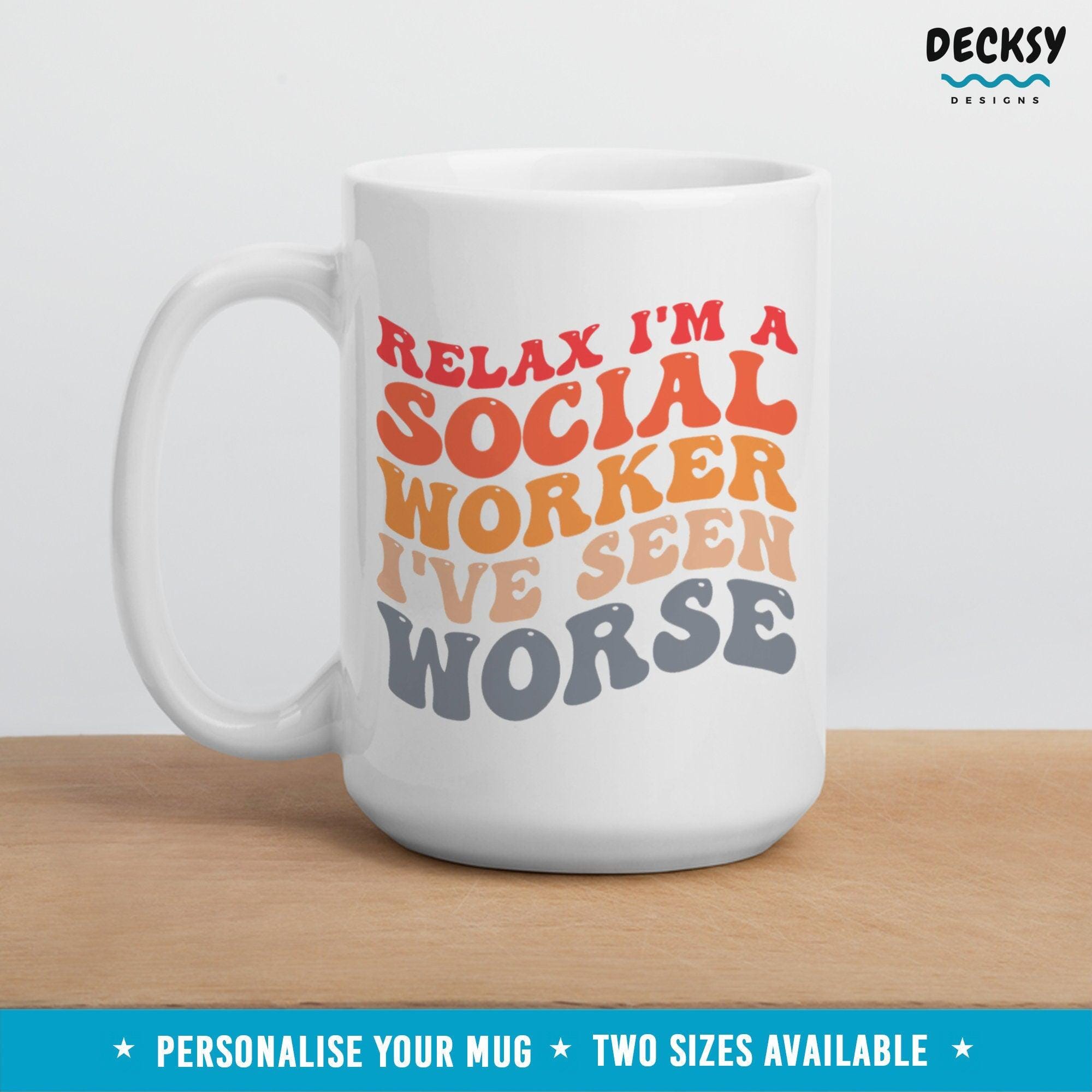 Social Worker Gift, Personalised Social Work Coffee Mug-Home & Living:Kitchen & Dining:Drink & Barware:Drinkware:Mugs-DecksyDesigns-White Mug 11 oz-NO PERSONALISATION-DecksyDesigns
