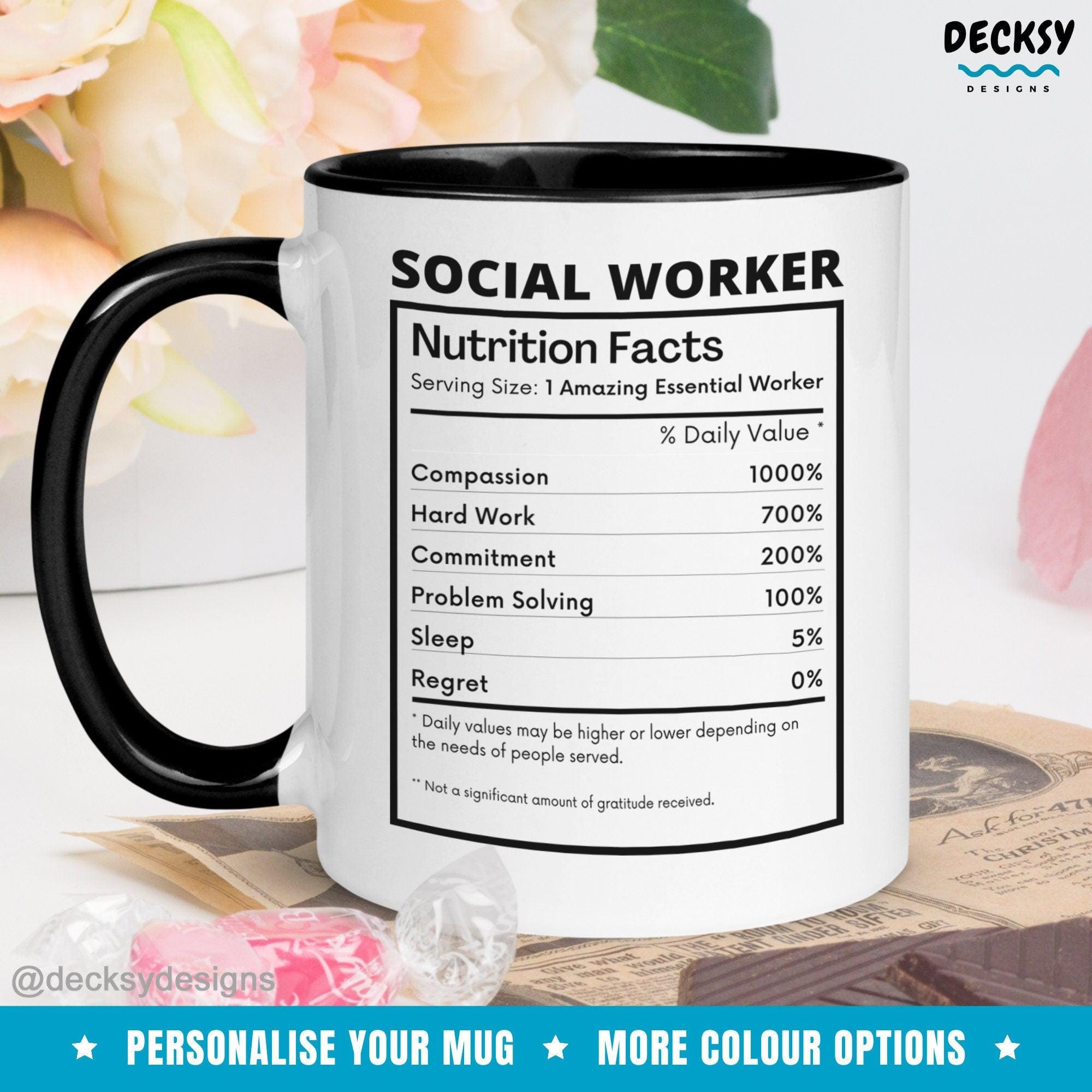 Social Worker Mug, Funny Social Worker Appreciation Gift-Home & Living:Kitchen & Dining:Drink & Barware:Drinkware:Mugs-DecksyDesigns-Pink Accent Mug 11 oz-Font #4-DecksyDesigns