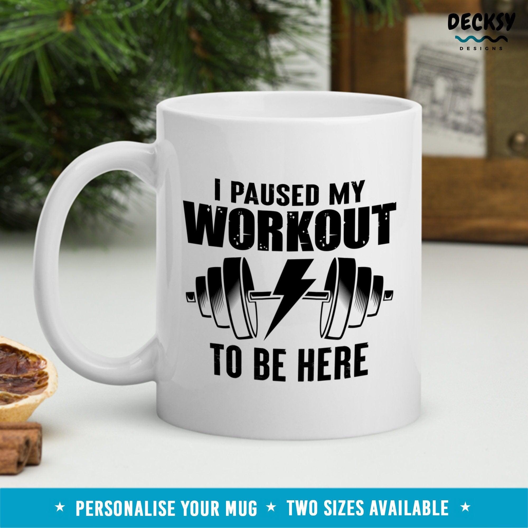 Workout Mug, Personalised Gym Lover Gift-Home & Living:Kitchen & Dining:Drink & Barware:Drinkware:Mugs-DecksyDesigns-White Mug 11 oz-NO PERSONALISATION-DecksyDesigns